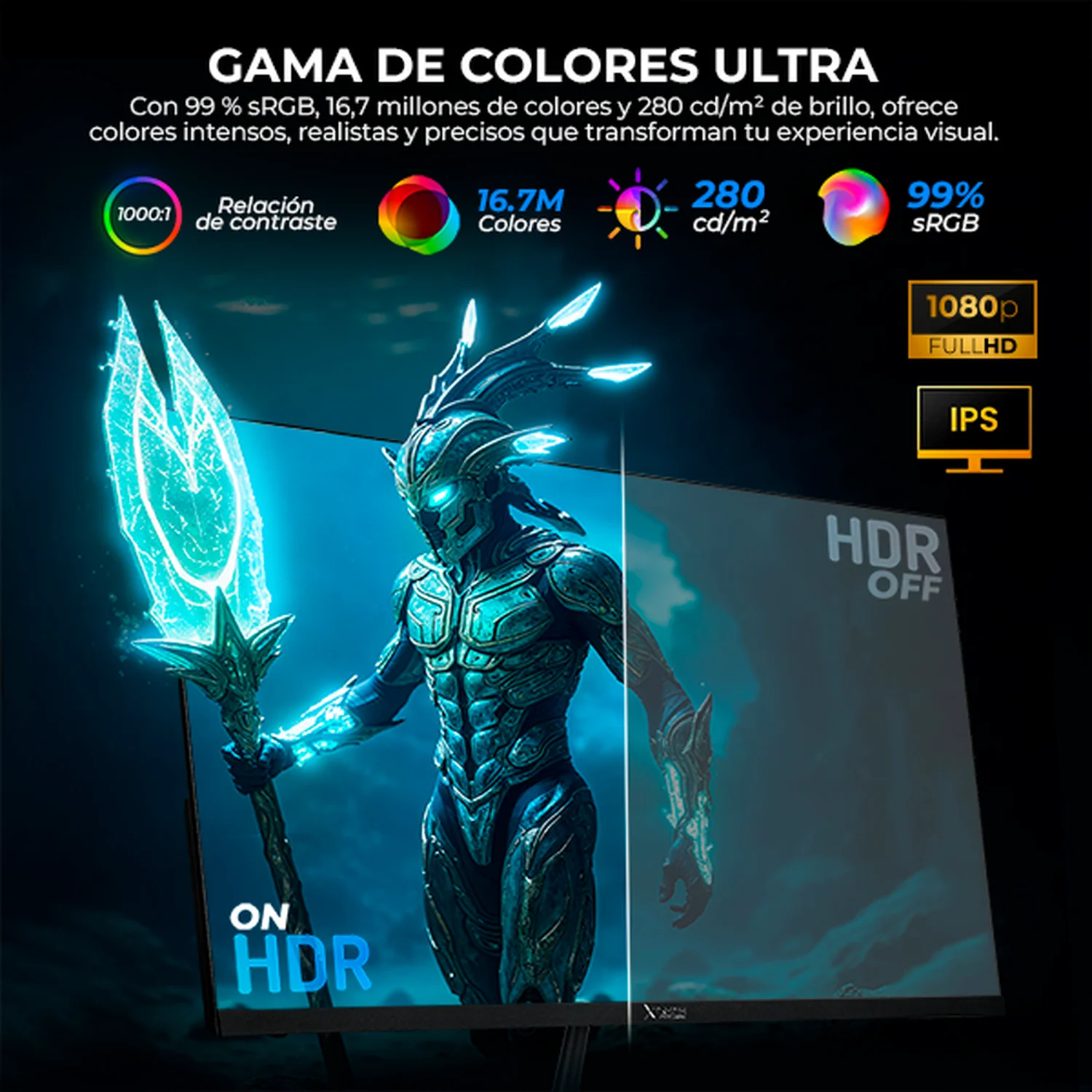 Monitor Gamer 24.5 XTREME PC GAMING Infinite Game 5ms 100Hz FHD IPS HDMI Altavoces Adaptive-Sync Negro MXTBK245F - Image 3