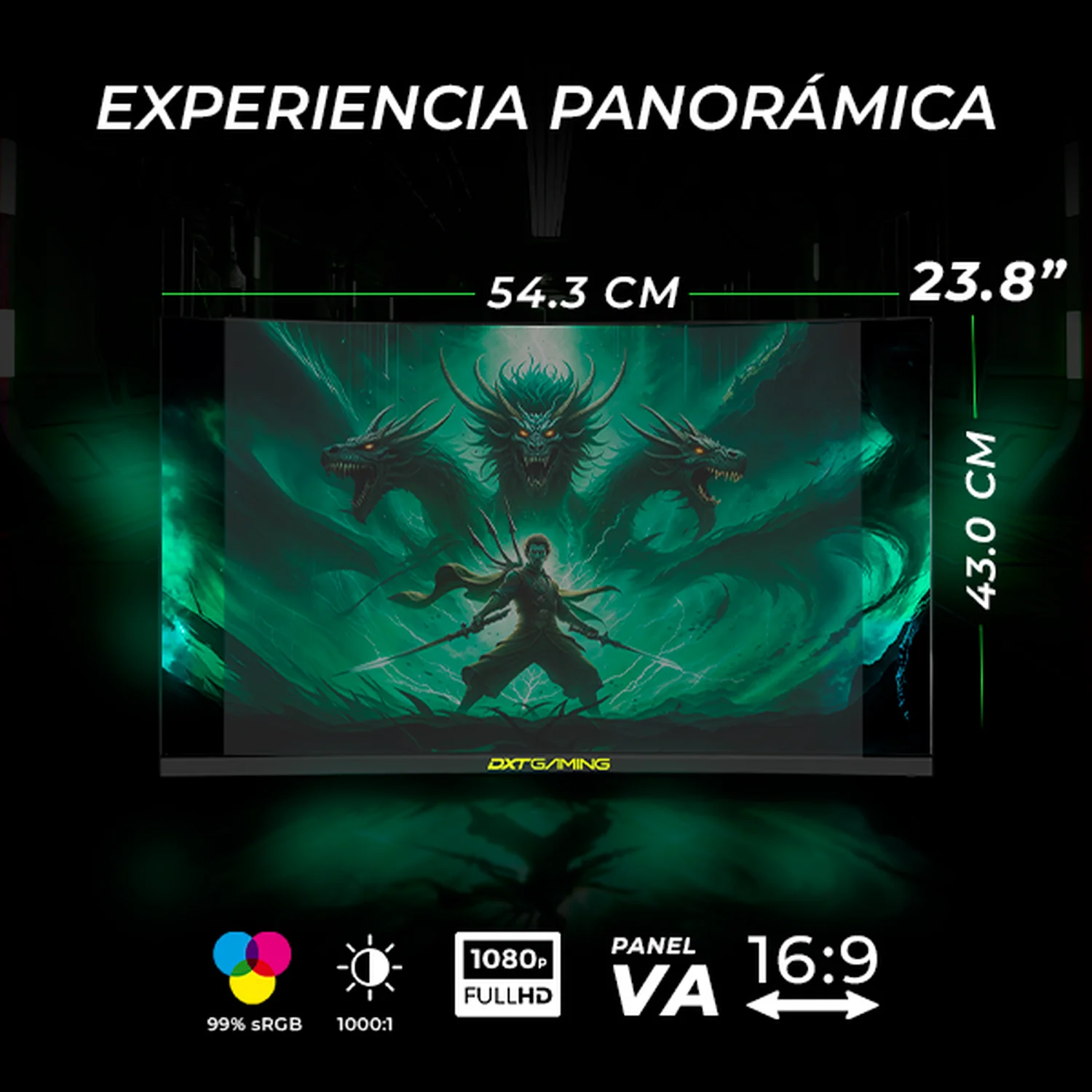 Monitor Gamer Curvo 23.8" DXT GAMING Sight 1ms 180Hz FHD VA DP HDMI Altavoces Adaptive-Sync Negro DXT2383CBK - Image 5