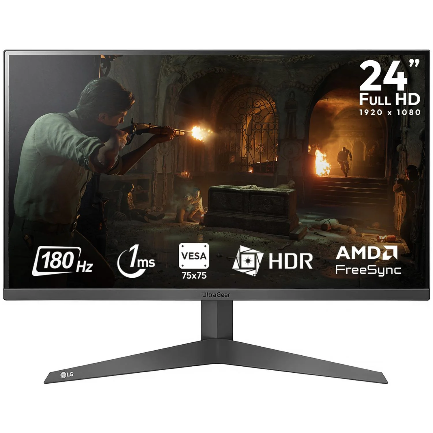 Monitor Gamer 24" LG UltraGear 1ms 180 Hz VA Full HD HDMI DisplayPort AMD FreeSync