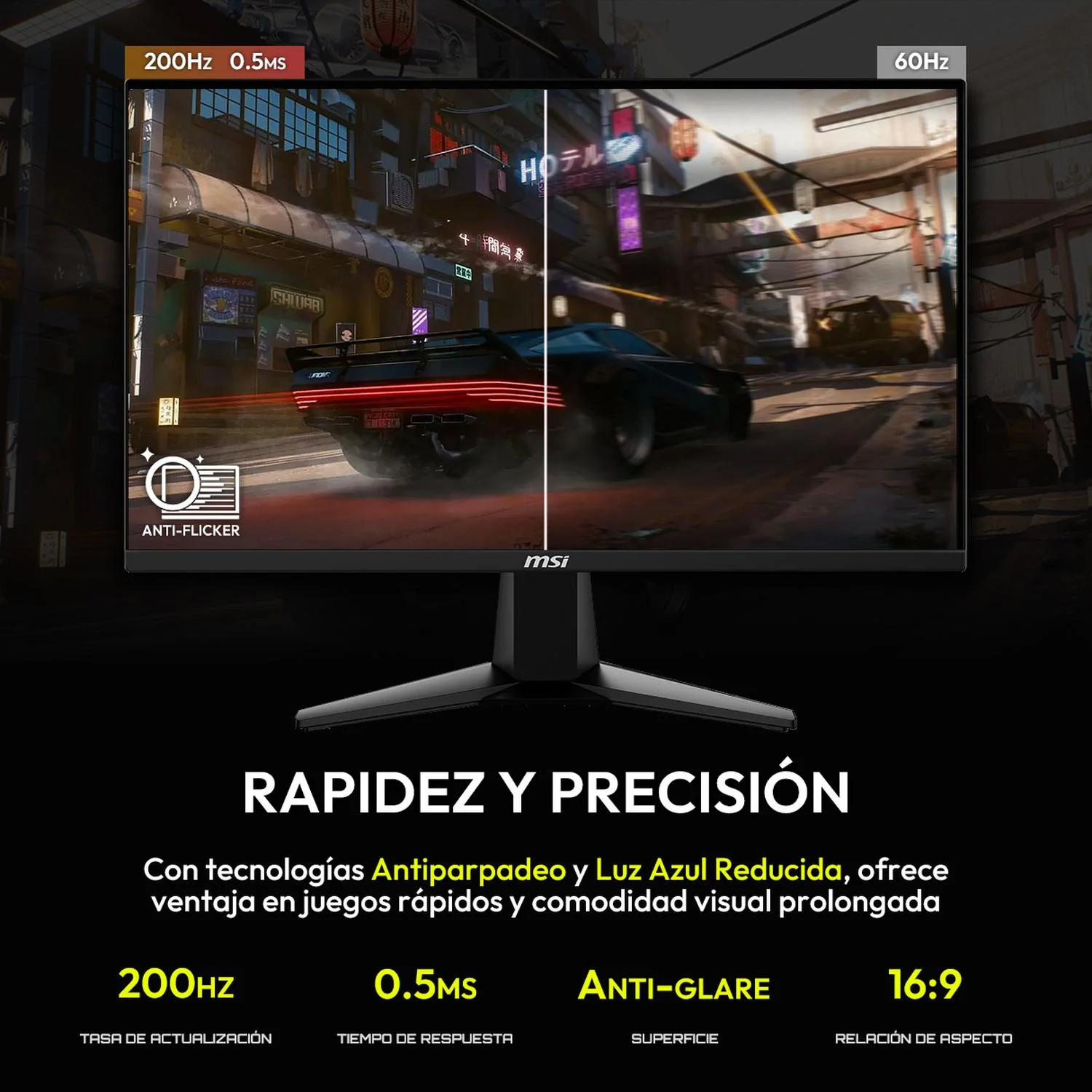 Monitor Gamer 25" MSI MAG 255F E20 0.5ms 200Hz Rapid IPS Full HD HDMI DisplayPort AMD FreeSync Premium - Image 3