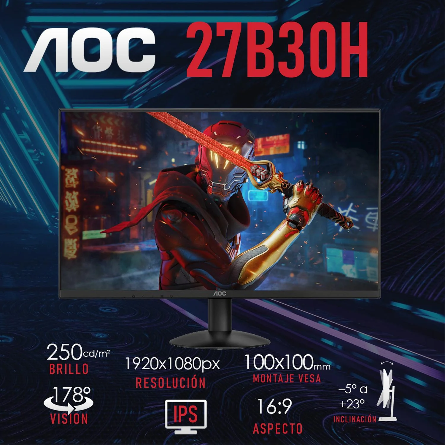Monitor Gamer 27 AOC 27B30H 1ms 100Hz Full HD IPS LED HDMI Adaptive-Sync - Image 3