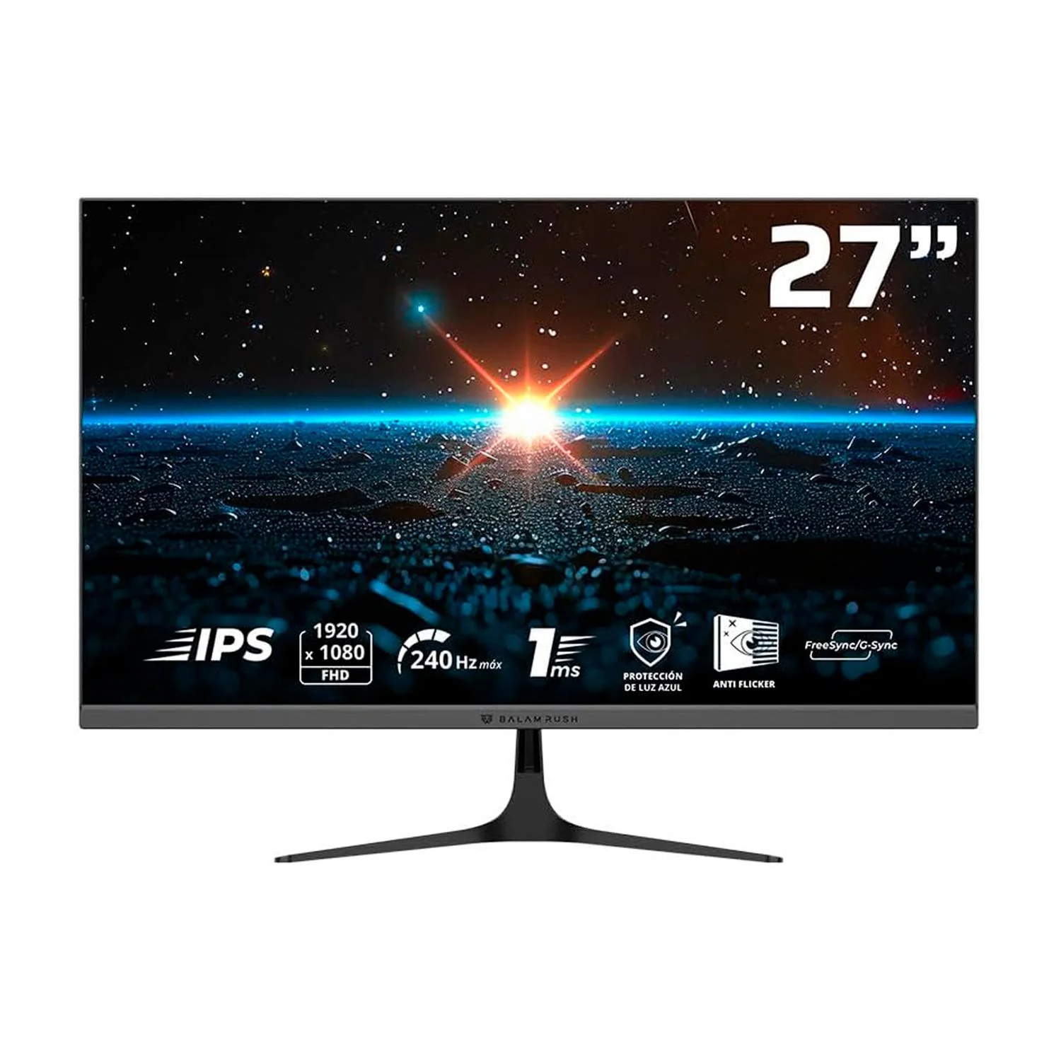 Monitor Gamer 27" BALAM RUSH COSMOS EDGE MCE27P Full HD 240Hz 1ms IPS Adaptive-Sync HDMI Displayport Altavoces Negro BR-944120 Gamer Competitivo