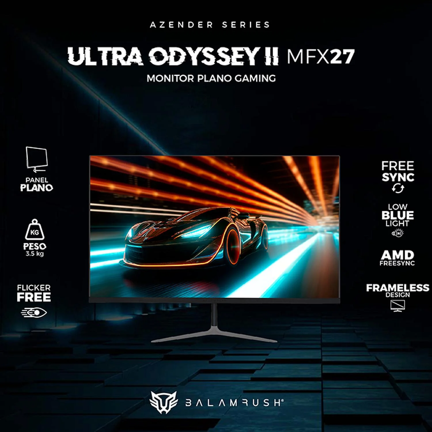 Monitor Gamer 27 BALAM RUSH ULTRA ODYSSEY II MFX27 1ms 100Hz FHD IPS LED HDMI Negro BR-938310 - Image 3