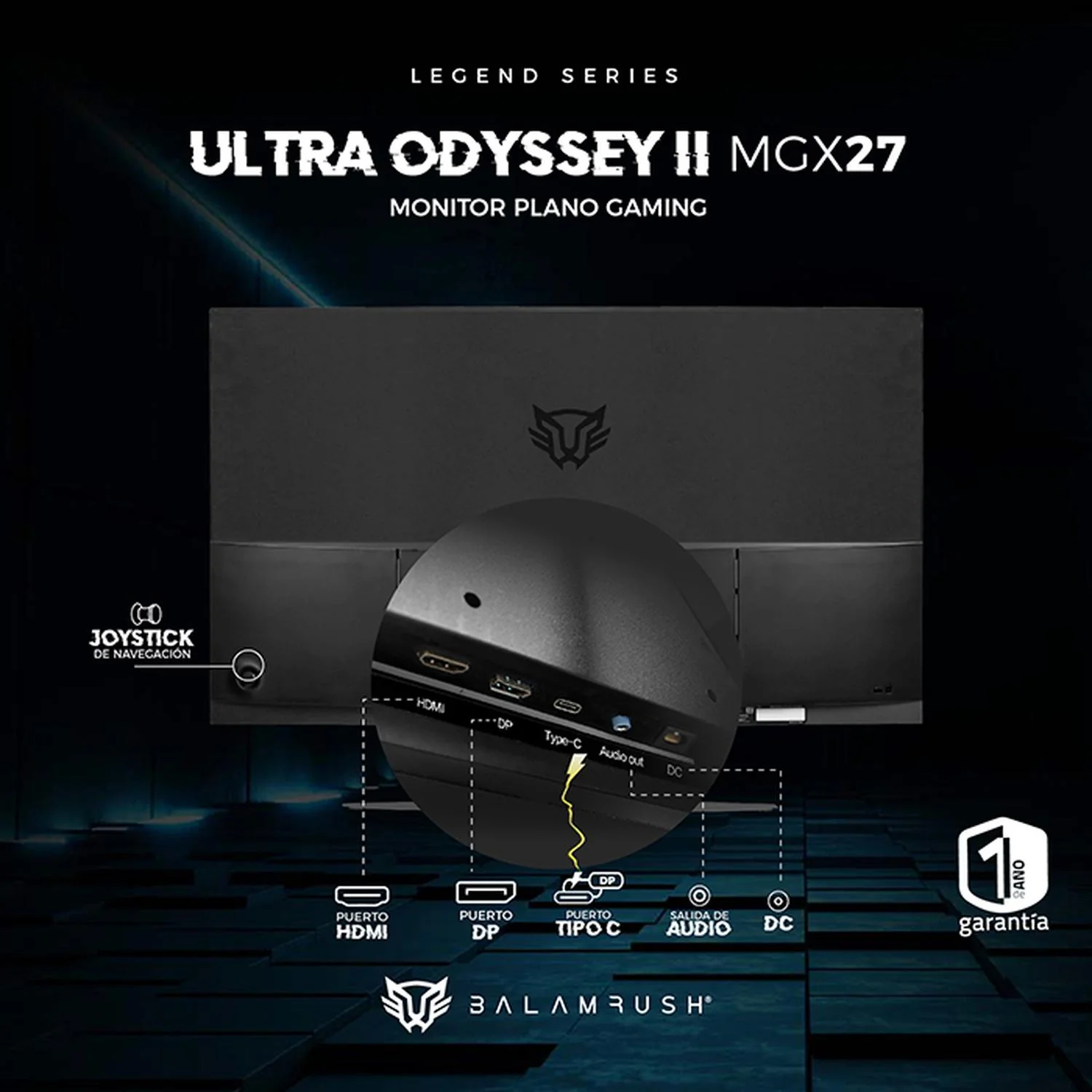 Monitor Gamer 27 BALAM RUSH ULTRA ODYSSEY II MGX27 1ms 165Hz FHD VA LED USB-C Negro BR-938297 - Image 4