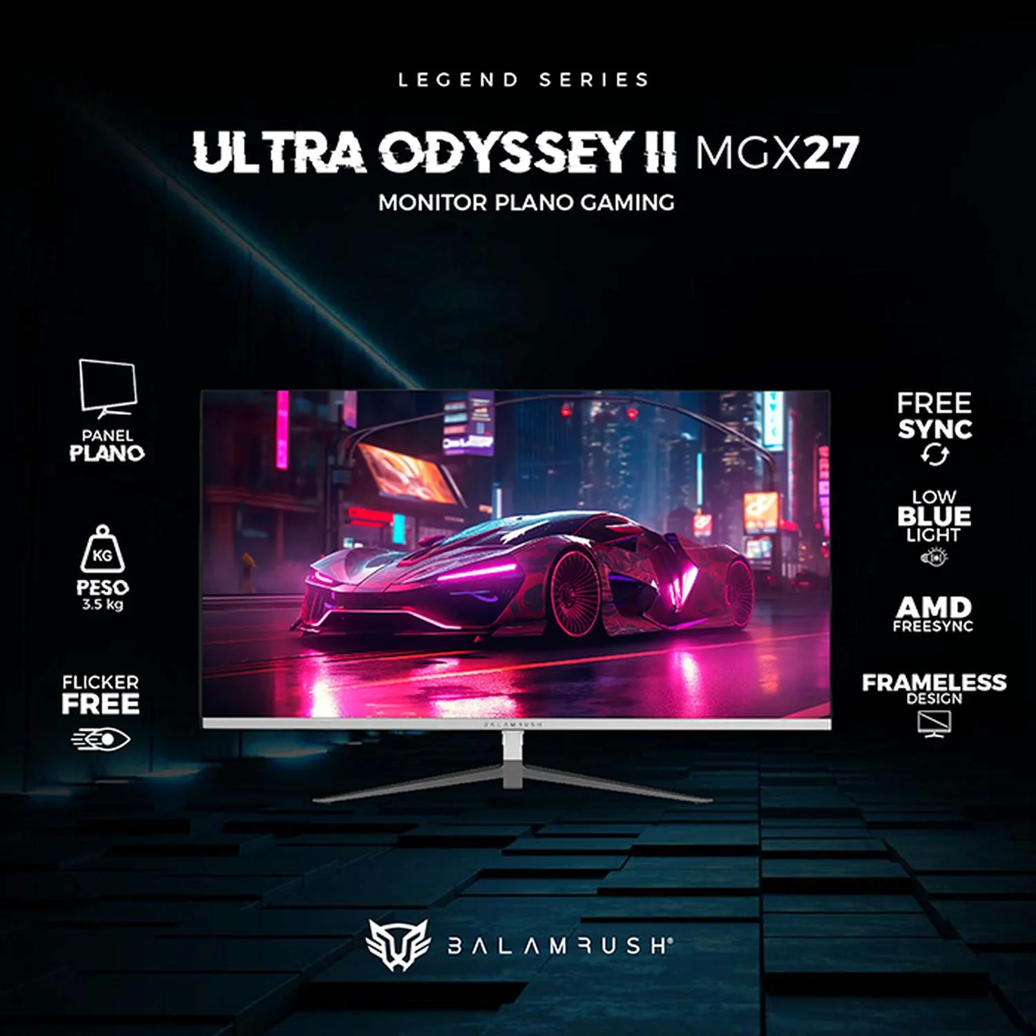 Monitor Gamer 27 BALAM RUSH ULTRA ODYSSEY II MGX27 1ms 165Hz FHD VA LED USB-C Blanco BR-938303 - Image 3
