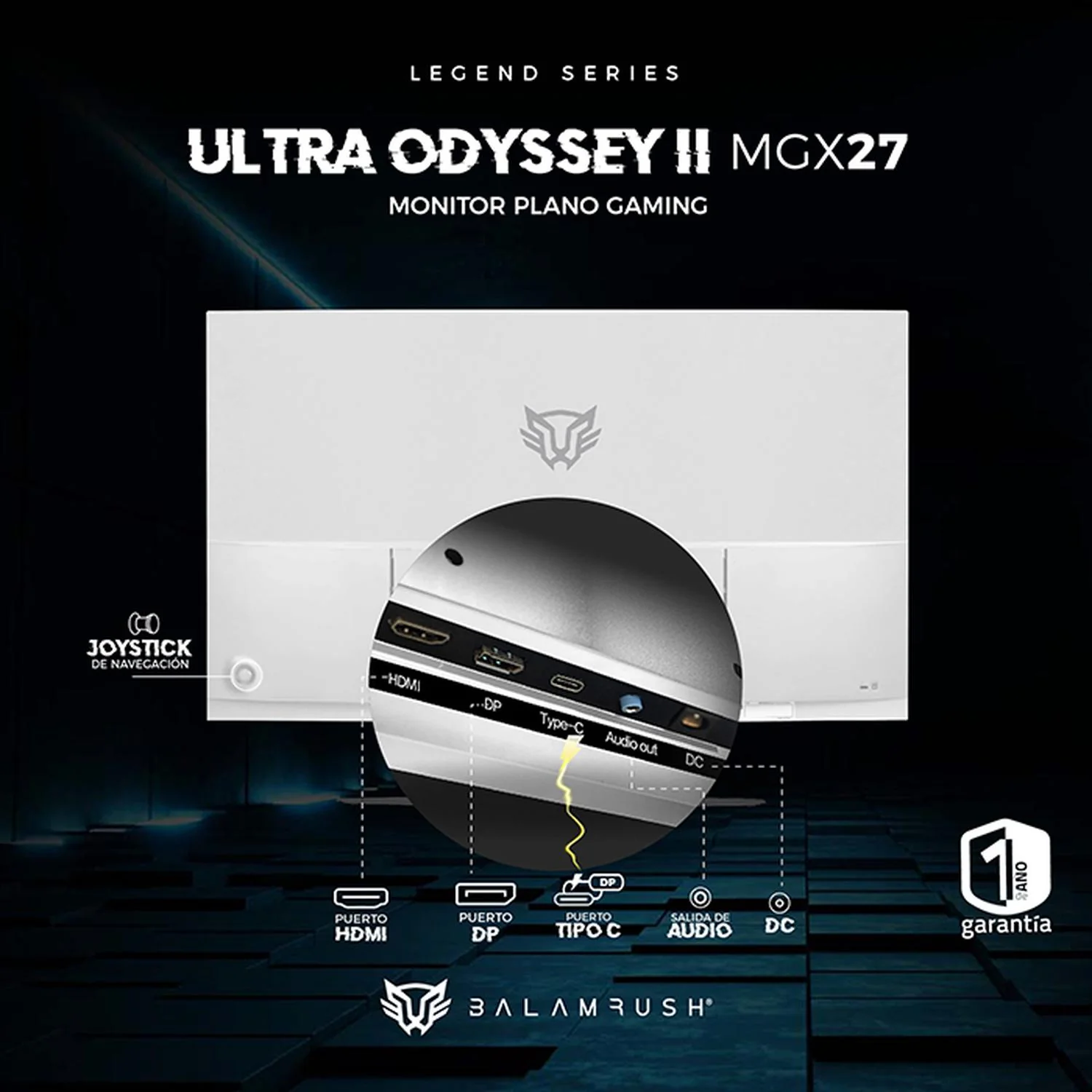 Monitor Gamer 27 BALAM RUSH ULTRA ODYSSEY II MGX27 1ms 165Hz FHD VA LED USB-C Blanco BR-938303 - Image 4