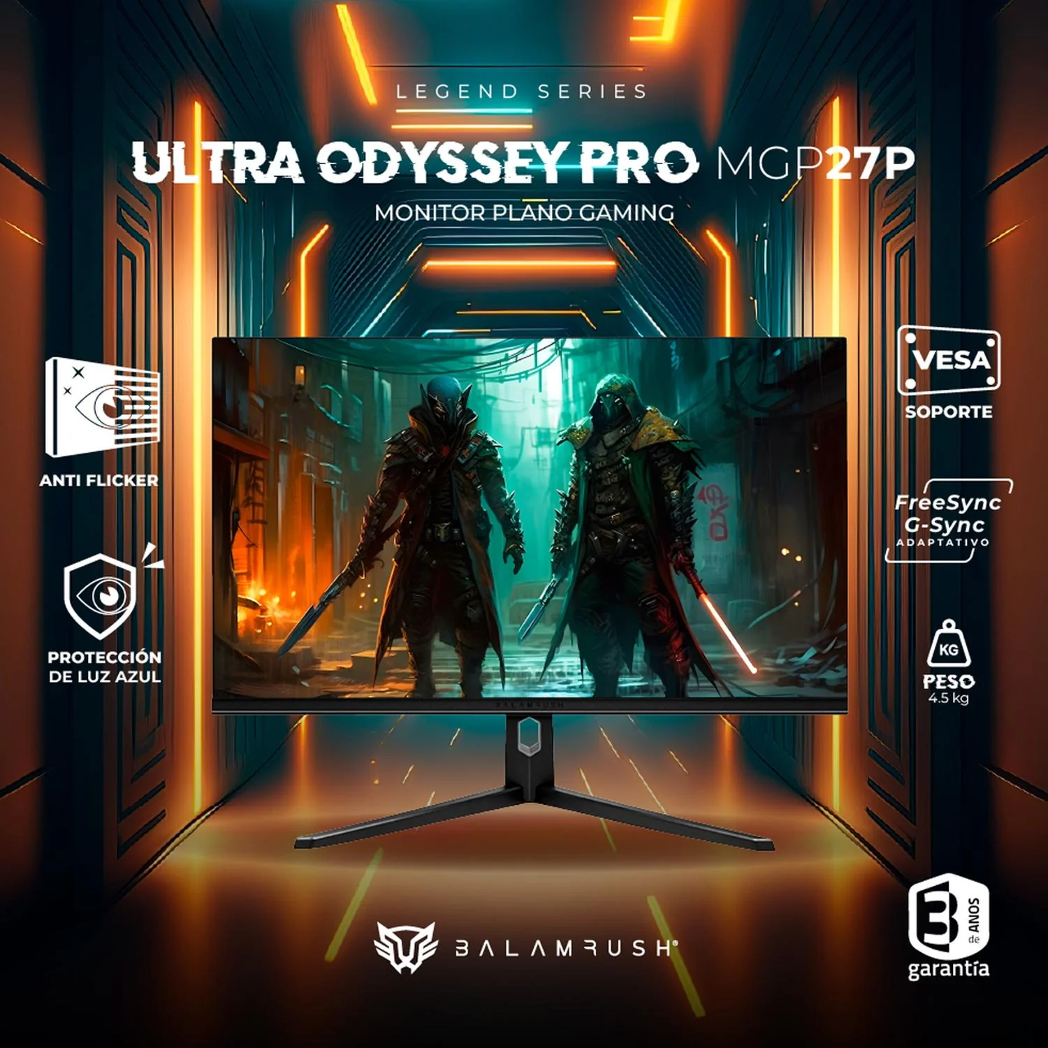 Monitor Gamer 27 BALAM RUSH ULTRA ODYSSEY PRO MGP27P 1Ms 200Hz FHD IPS LED RGB HDMI BR-938624 - Image 3