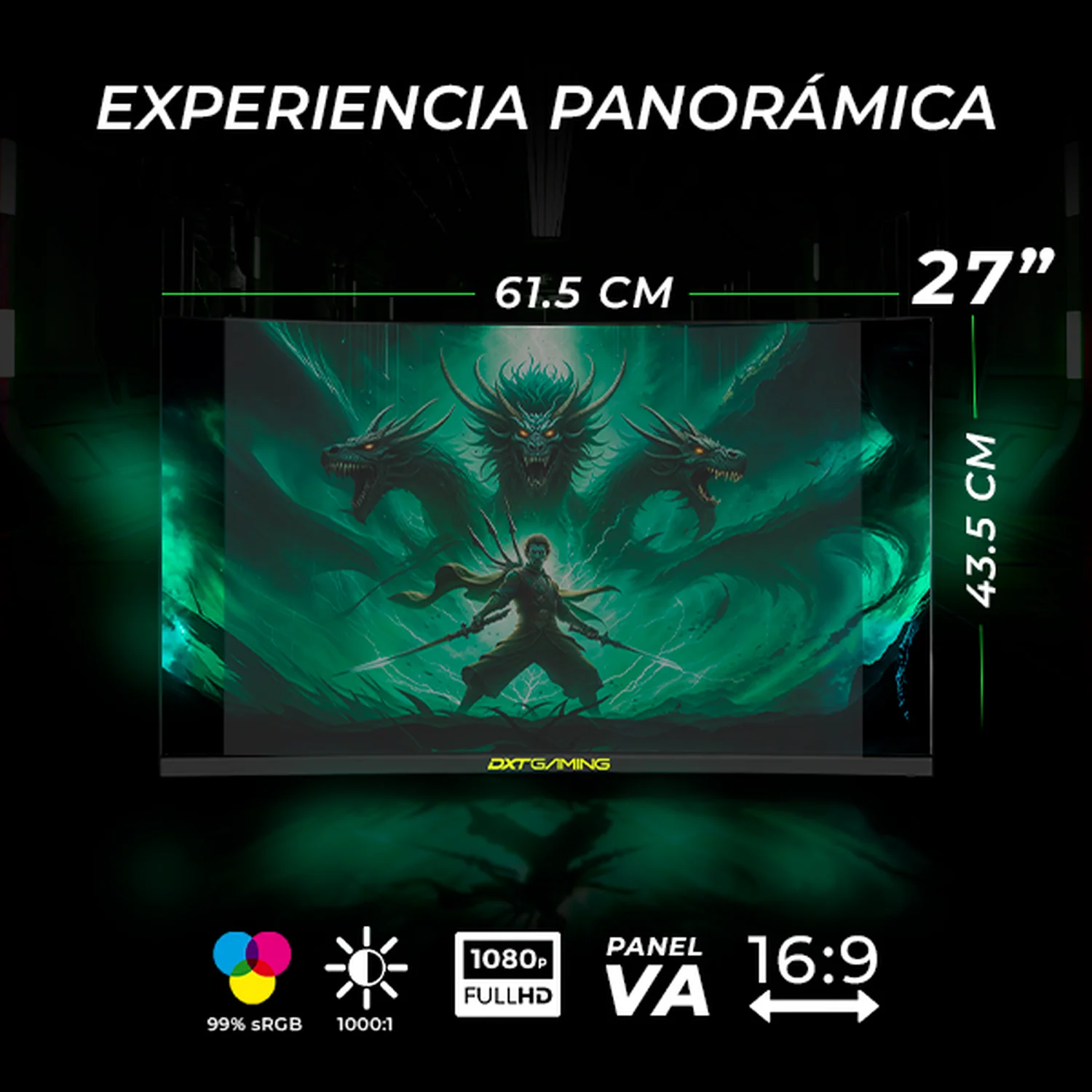Monitor Gamer Curvo 27" DXT GAMING Sight FHD 180Hz 1ms VA Adaptive-Sync DP HDMI Altavoces Negro DXT2706CBK Máxima Fluidez y Reacción - Image 5