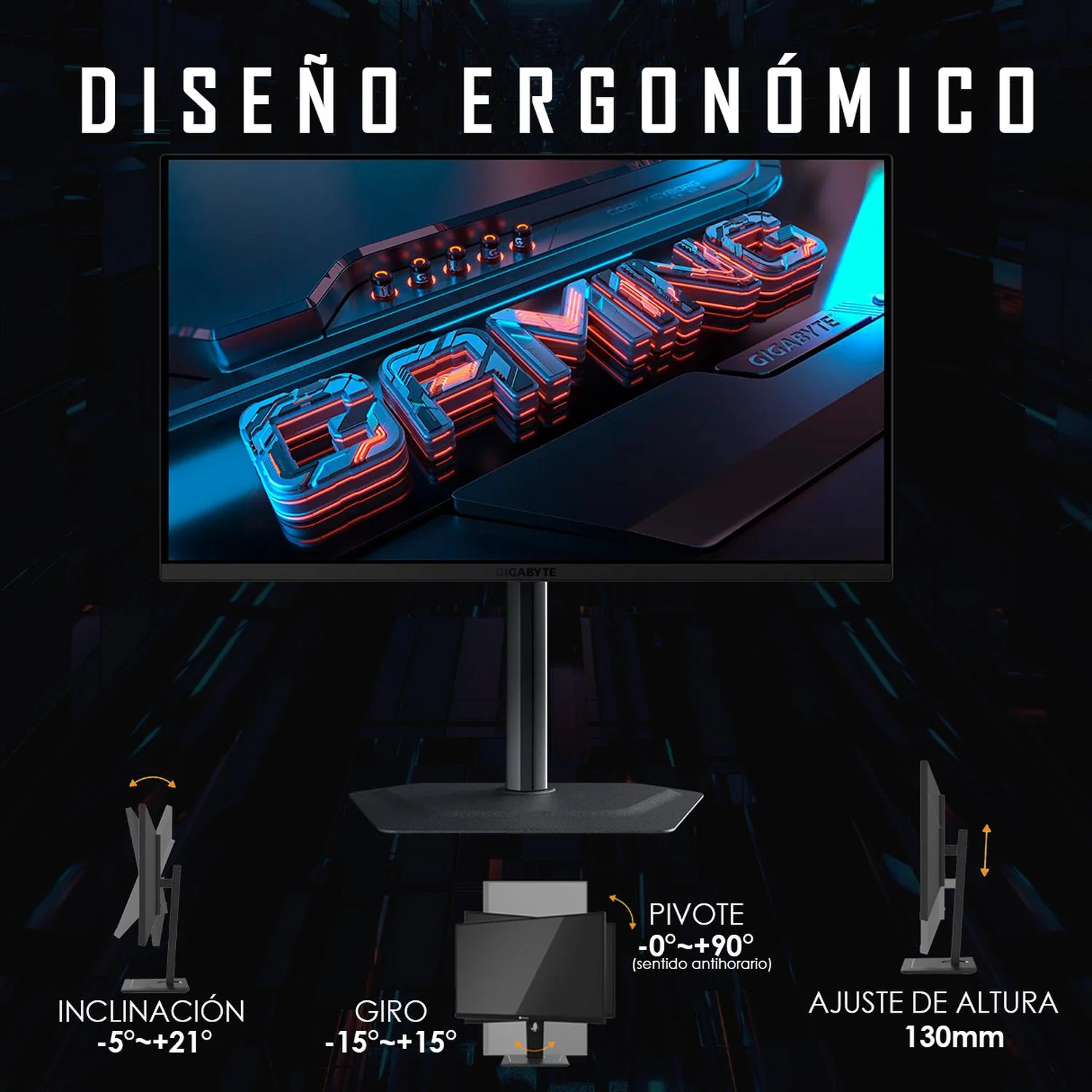 Monitor Gamer 27 GIGABYTE MO27Q2 0.03ms 240Hz QHD Pantalla OLED HDMI DP USB-C AMD FreeSync Bocinas - Image 5