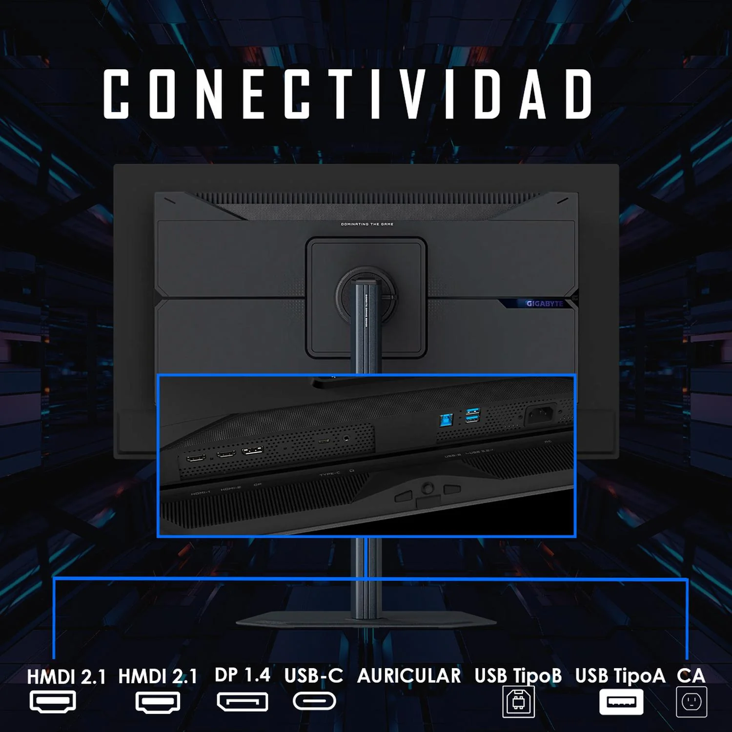 Monitor Gamer 27 GIGABYTE MO27Q2 0.03ms 240Hz QHD Pantalla OLED HDMI DP USB-C AMD FreeSync Bocinas - Image 6