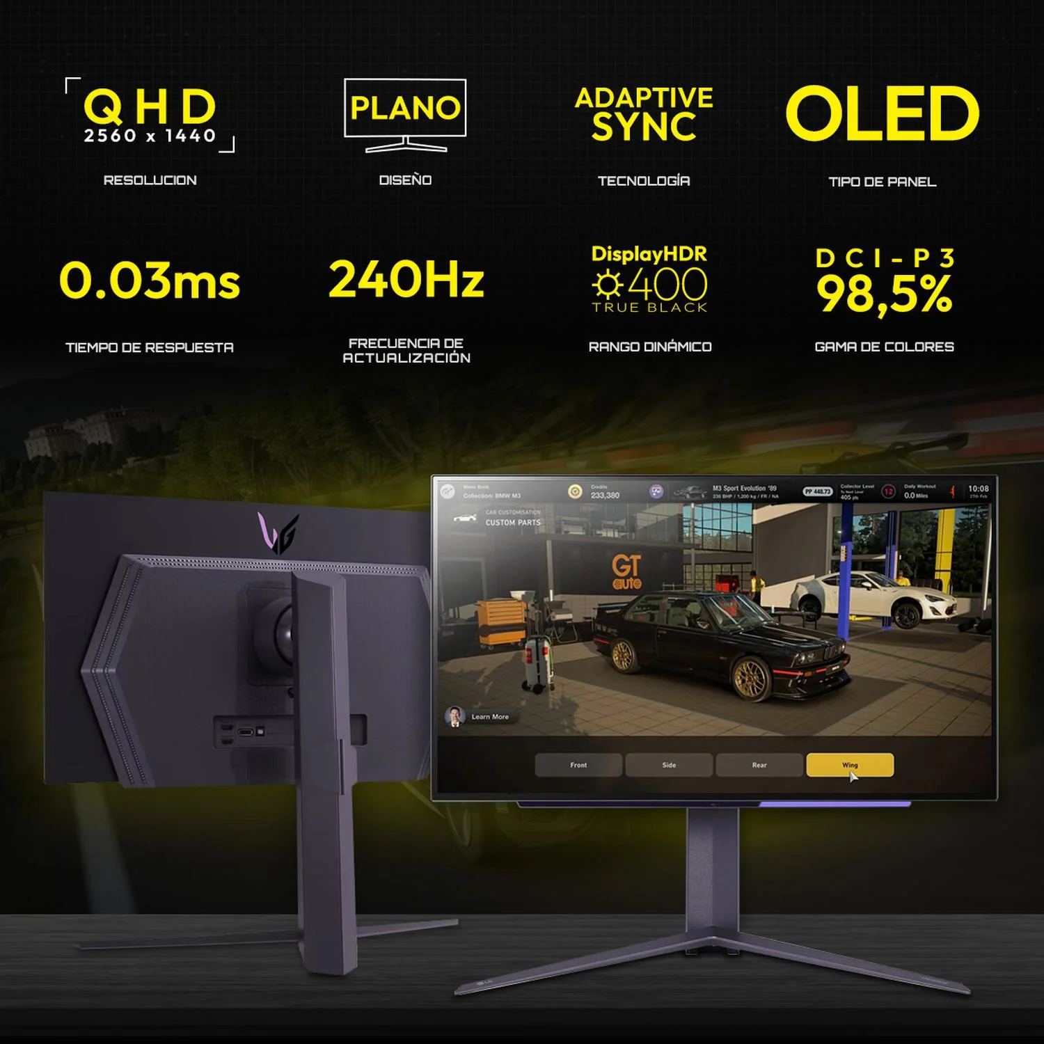 Monitor Gamer 27" LG UltraGear 27GS95QE-B 0.03ms 240Hz QHD OLED HDMI 2.1 DisplayPort 1.4 Adaptive Sync - Image 2