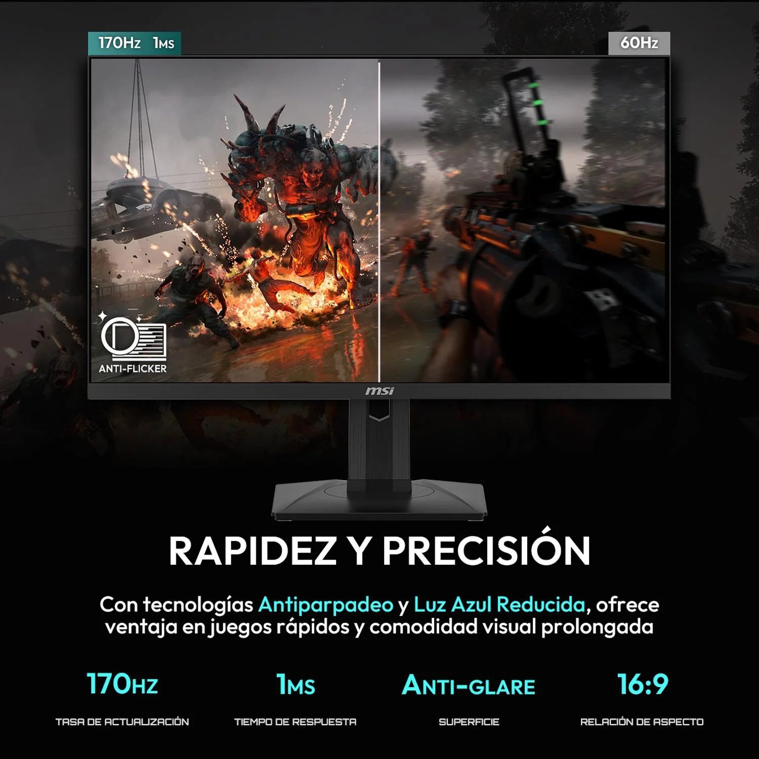Monitor Gamer 27 MSI G274QPF 1ms 170Hz Wide Quad HD Rapid IPS HDMI USB-C DisplayPort G-Sync Reacondicionado Grado B - Image 3