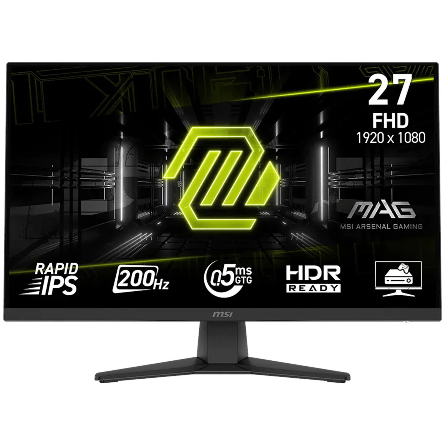 Monitor Gamer 27" MSI MAG 272F FHD 1920 x 1080 200Hz 0.5ms Panel Rapid IPS Adaptive-Sync HDMI DP Negro Rendimiento Competitivo y Gaming Fluido