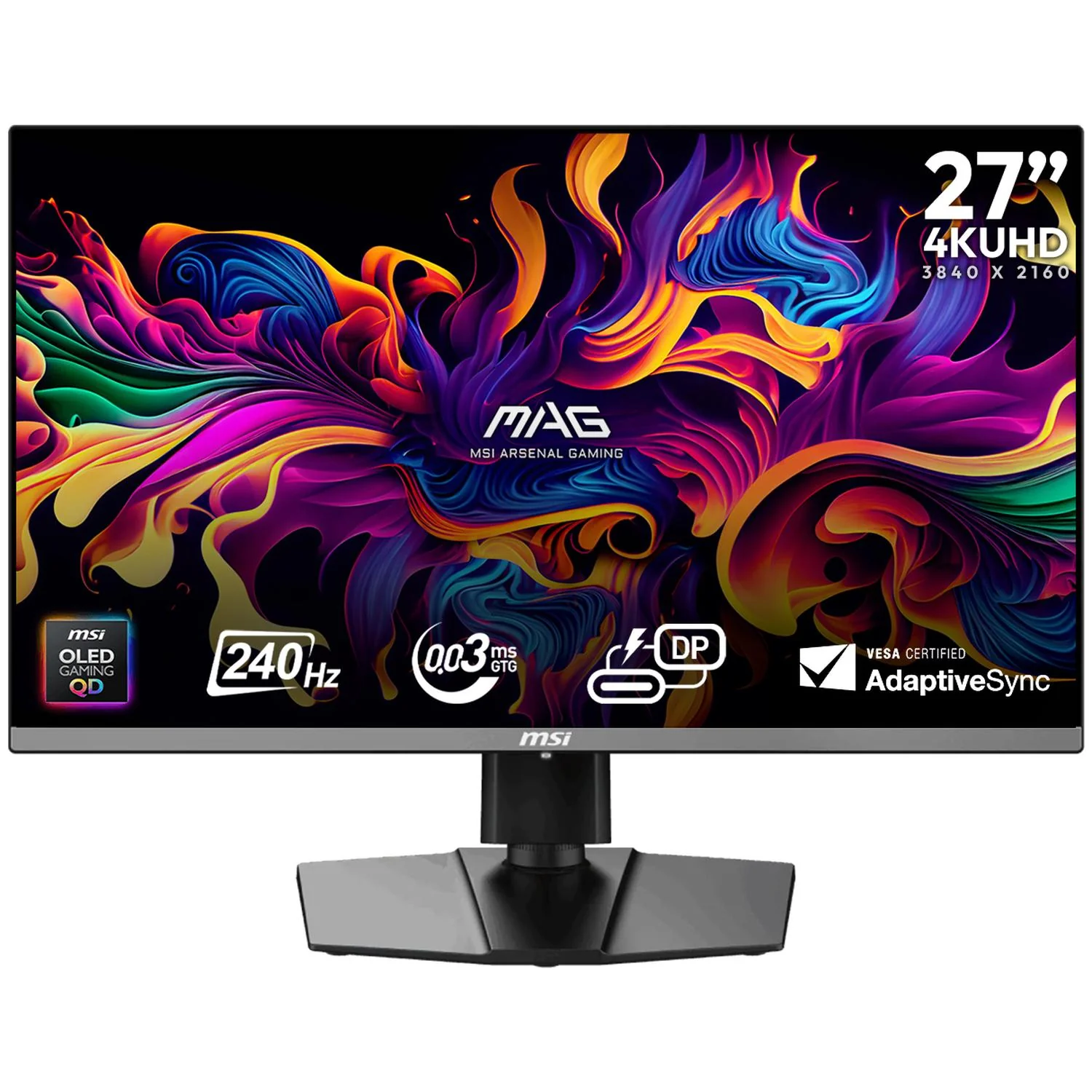Monitor Gamer 27" MSI MAG 272UP QD-OLED X24 0.03ms 240Hz 4K UHD USB-C HDMI 2.1 DisplayPort 1.4a Adaptive Sync
