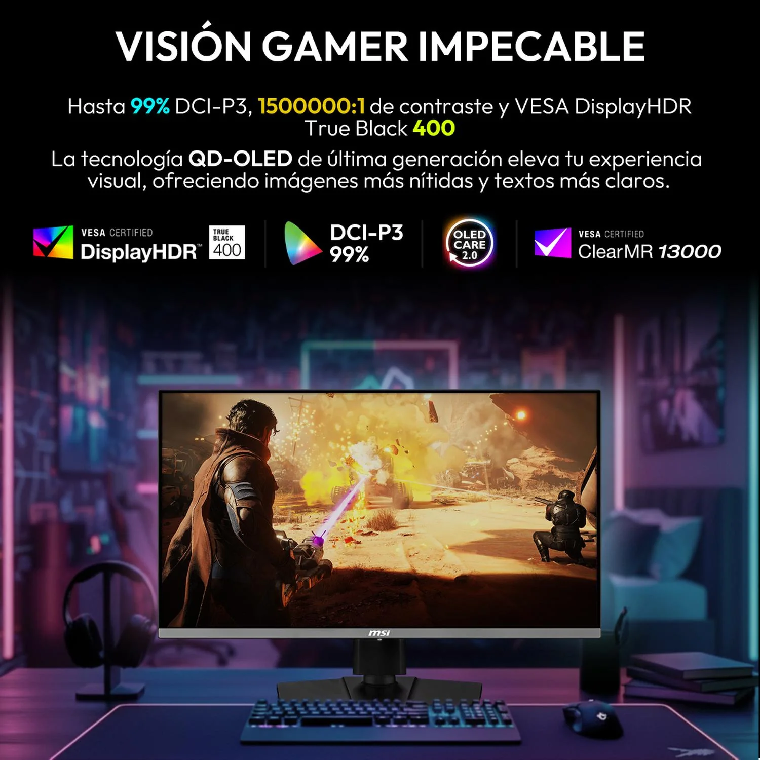 Monitor Gamer 27" MSI MAG 272UP QD-OLED X24 0.03ms 240Hz 4K UHD USB-C HDMI 2.1 DisplayPort 1.4a Adaptive Sync - Image 5