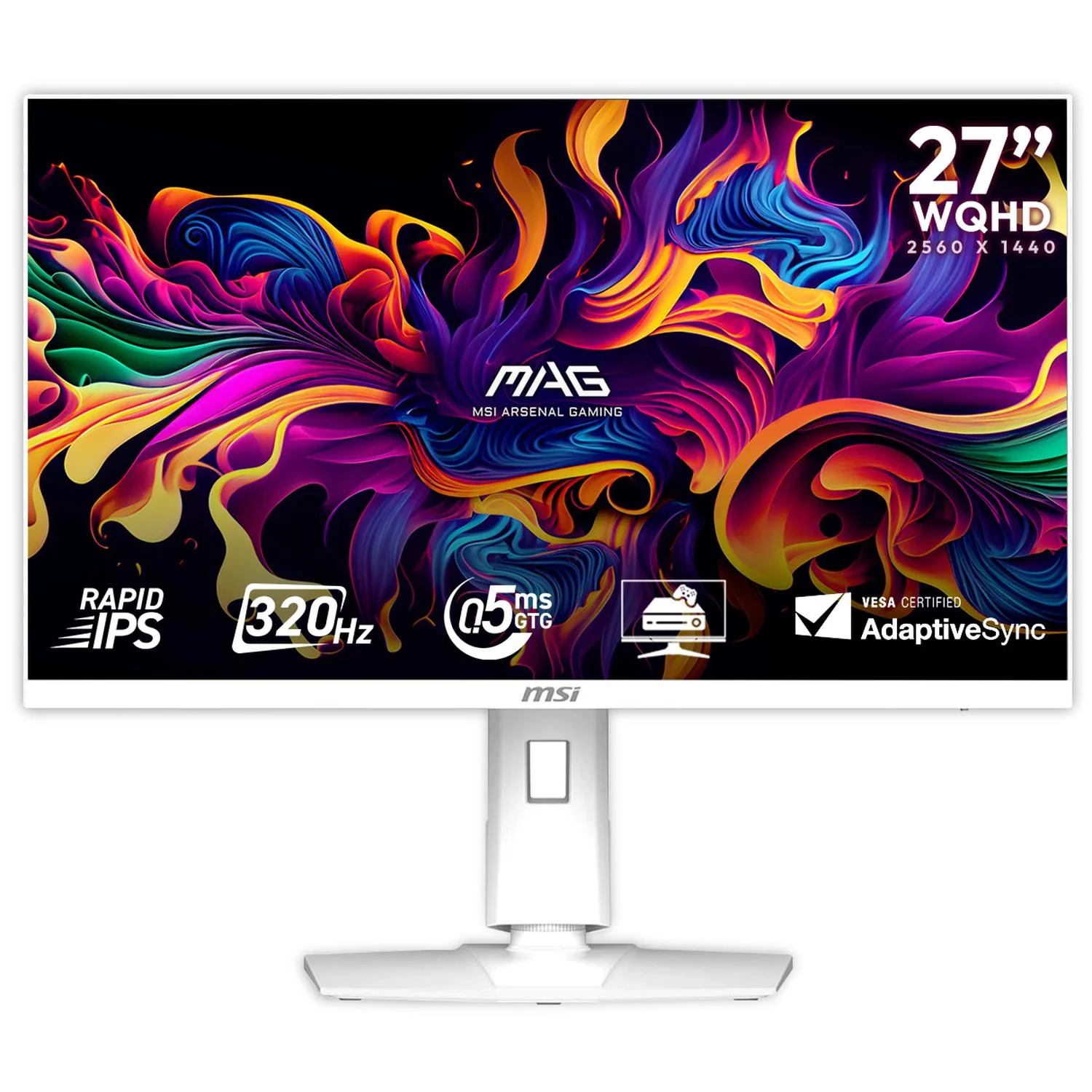 Monitor Gamer 27" MSI MAG 274QRFW X32 0.5ms 320Hz WQHD Rapid IPS HDMI 2.1 DisplayPort 1.4a Adaptive Sync Blanco