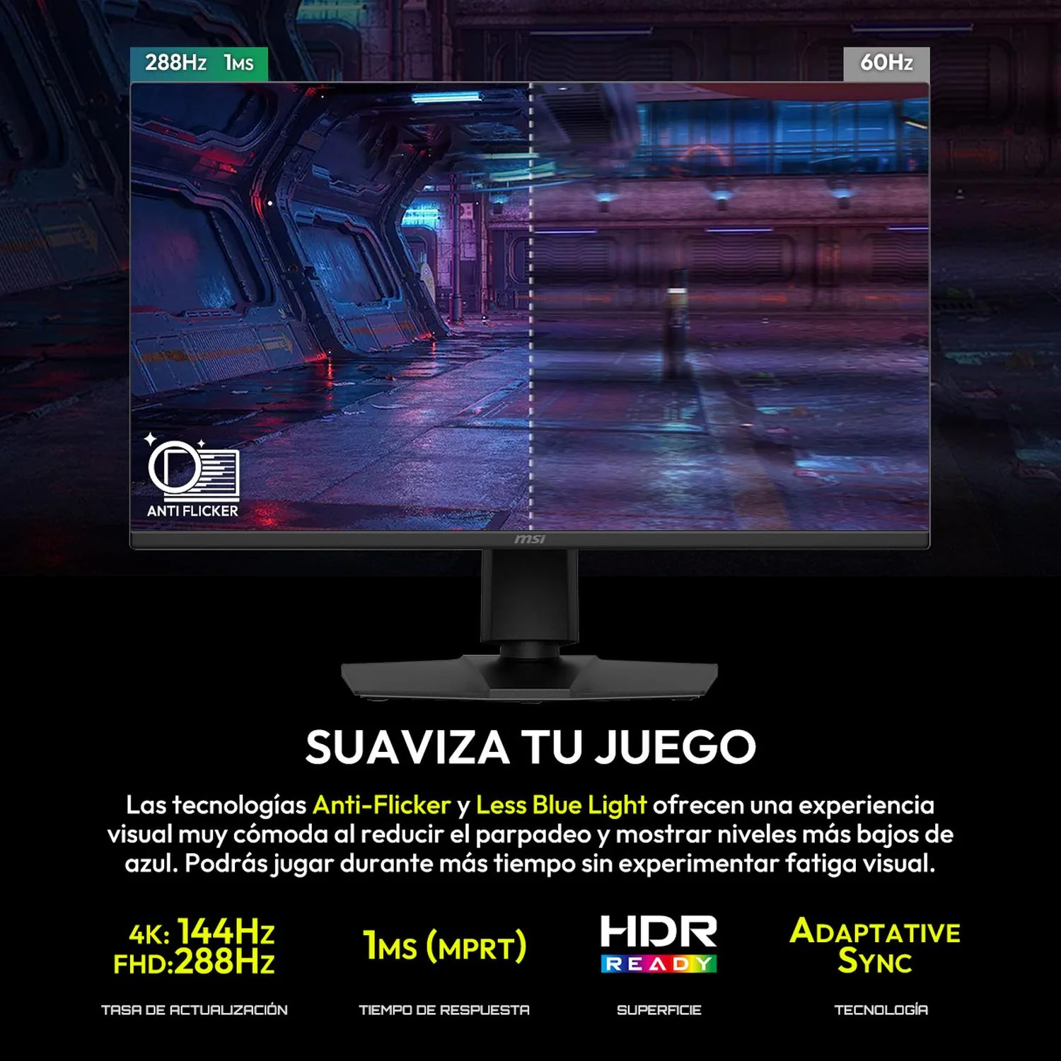 Monitor Gamer 27" MSI MAG 275UPD E14 1ms 288Hz IPS 4K UHD Dual Mode HDMI DisplayPort Altavoces Adaptative-Sync - Image 3
