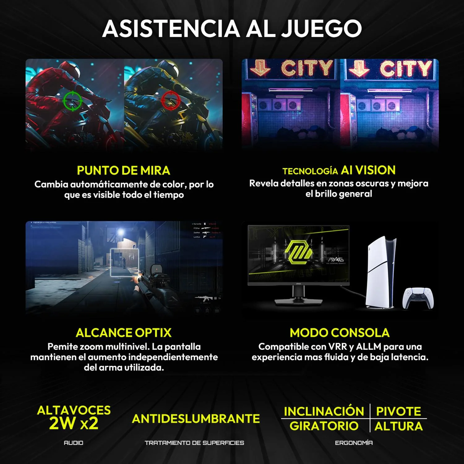 Monitor Gamer 27" MSI MAG 275UPD E14 1ms 288Hz IPS 4K UHD Dual Mode HDMI DisplayPort Altavoces Adaptative-Sync - Image 4