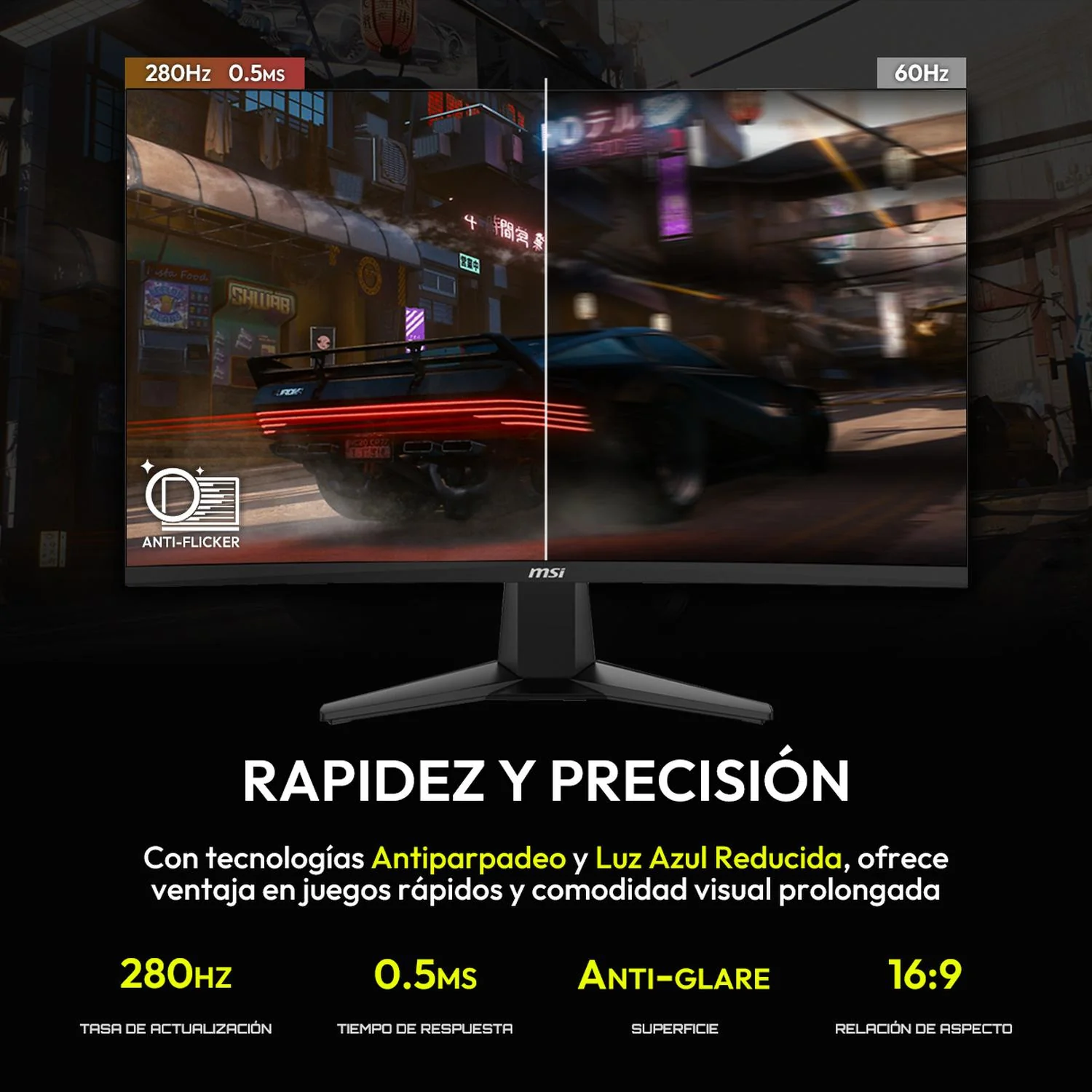 Monitor Gamer 27" MSI MAG 276CXF 0.05ms 280 Hz Full HD Rapid VA HDMI 2.0b DisplayPort 1.4a Adaptive Sync Reacondicionado - Image 3