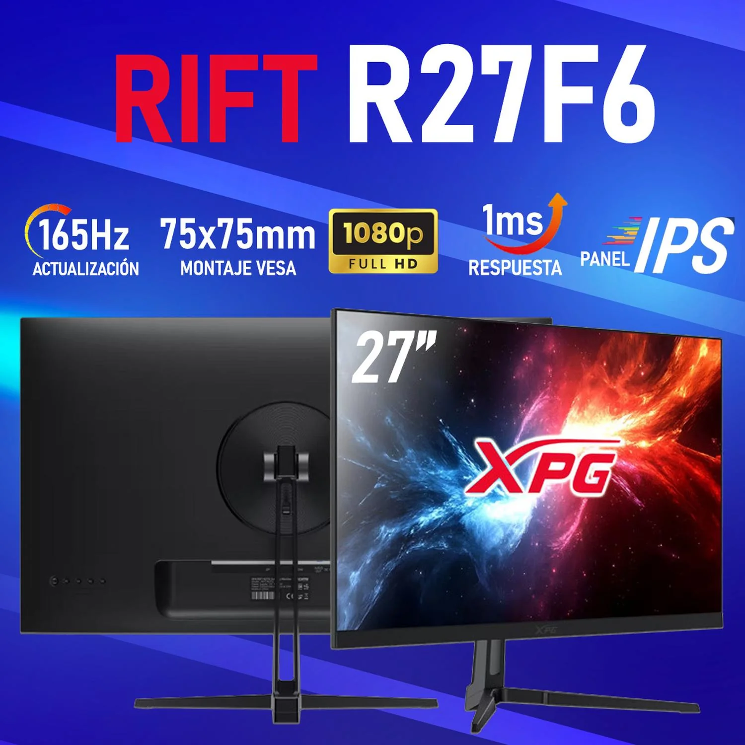 Monitor Gamer 27 XPG RIFT R27F6 1ms 165Hz Full HD IPS HDMI DP Adaptive Sync Negro R27F6-BKCMX - Image 2