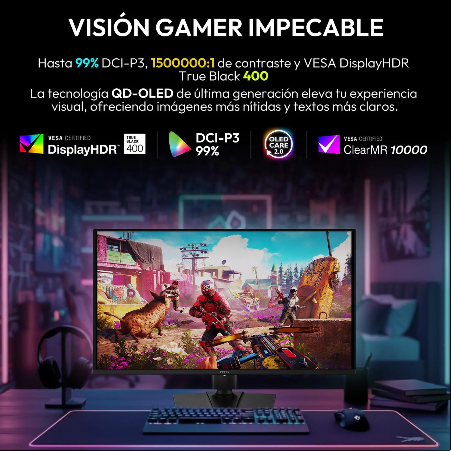 Monitor Gamer 32" MSI MAG 322UP QD-OLED E16 0.03ms 165 Hz 4K UHD USB-C HDMI 2.1 DisplayPort 1.4a Adaptive Sync - Image 5