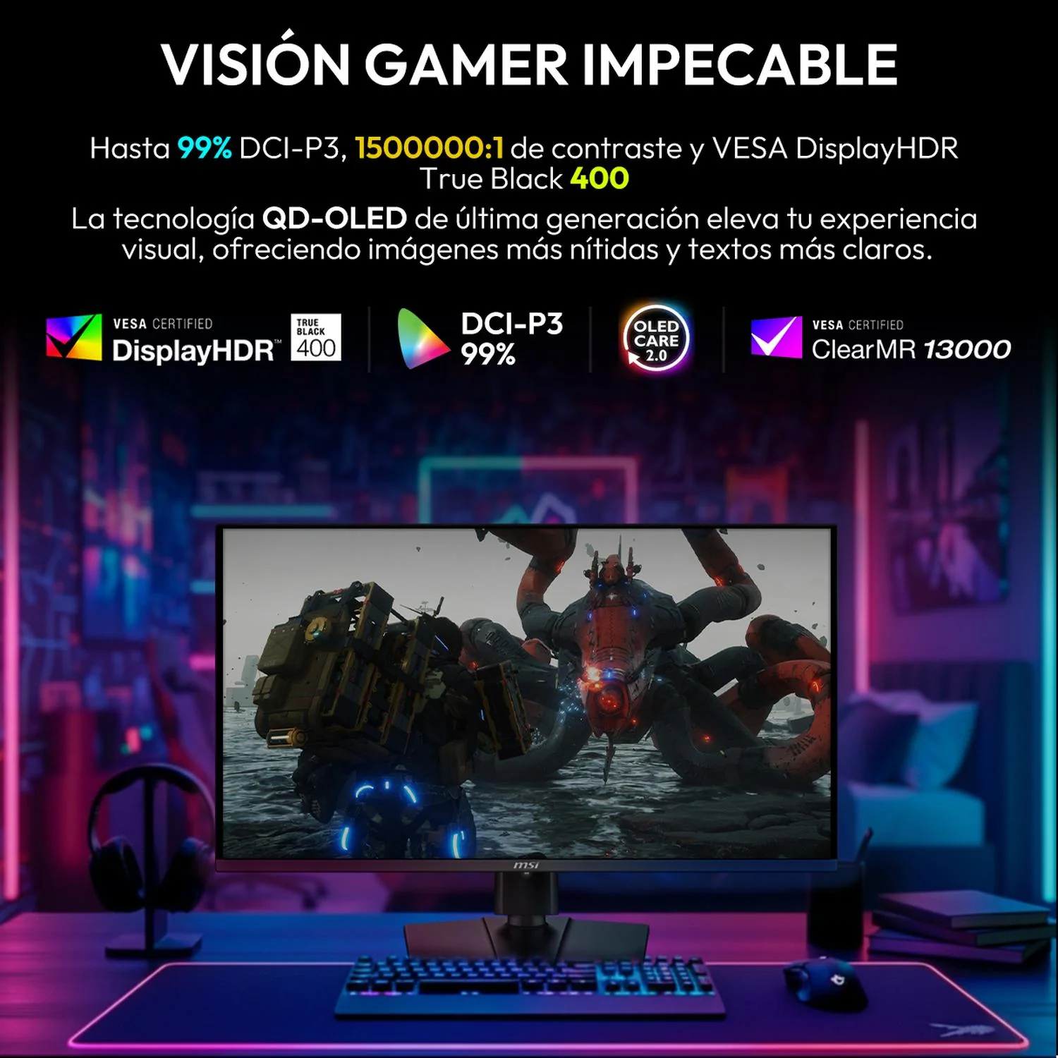 Monitor Gamer OLED 4K 32" MSI MPG 321URX QD-OLED UHD 3840x2160 240Hz 0.03ms Nvidia G-Sync HDMI 2.1 DP 1.4a USB-C Garantia OLED 3 Años - Image 5