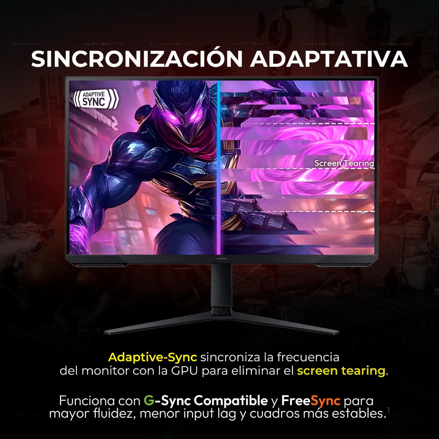 Monitor Gamer 32" SAMSUNG Odyssey VA FHD 1920x1080 180Hz 1ms HDMI 2.0 DP 1.4 FreeSync Negro Soporte ergonómico y Fluidez Extrema - Image 3