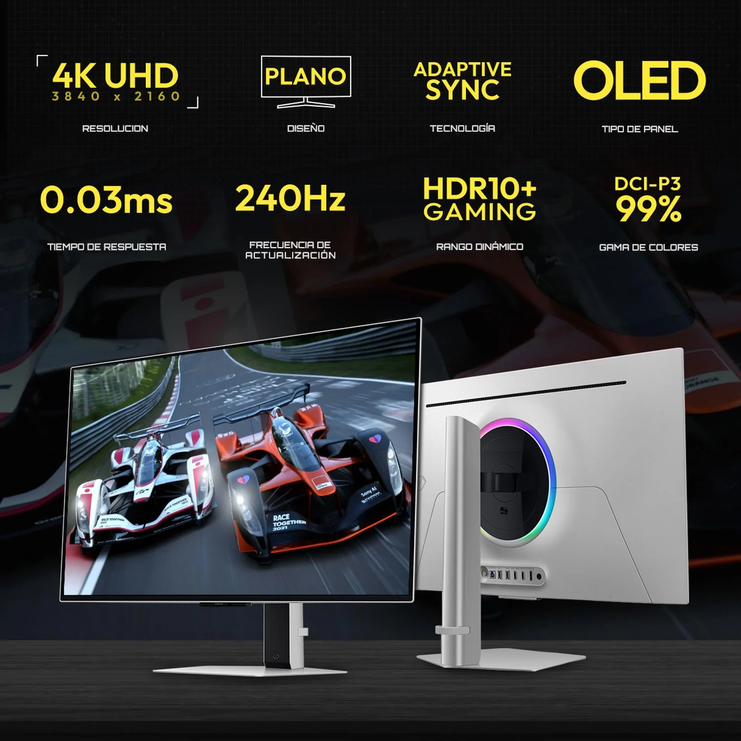 Monitor Gamer 32" SAMSUNG Odyssey OLED G8 0.03ms 240Hz 4K UHD HDMI 2.1 DisplayPort 1.4 Altavoces Adaptive Sync Silver - Image 2