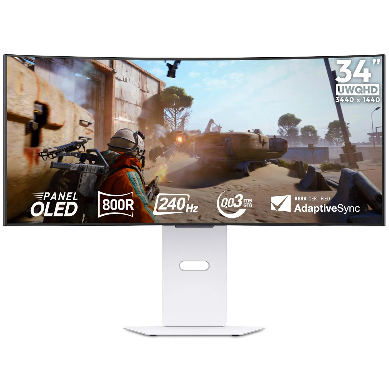 Monitor Gamer 34" LG UltraGear 3934GX90SA-W 0.03ms 240Hz Ultra Wide QHD OLED HDMI 2.1 DisplayPort 1.4 Altavoces Adaptive Sync Blanco