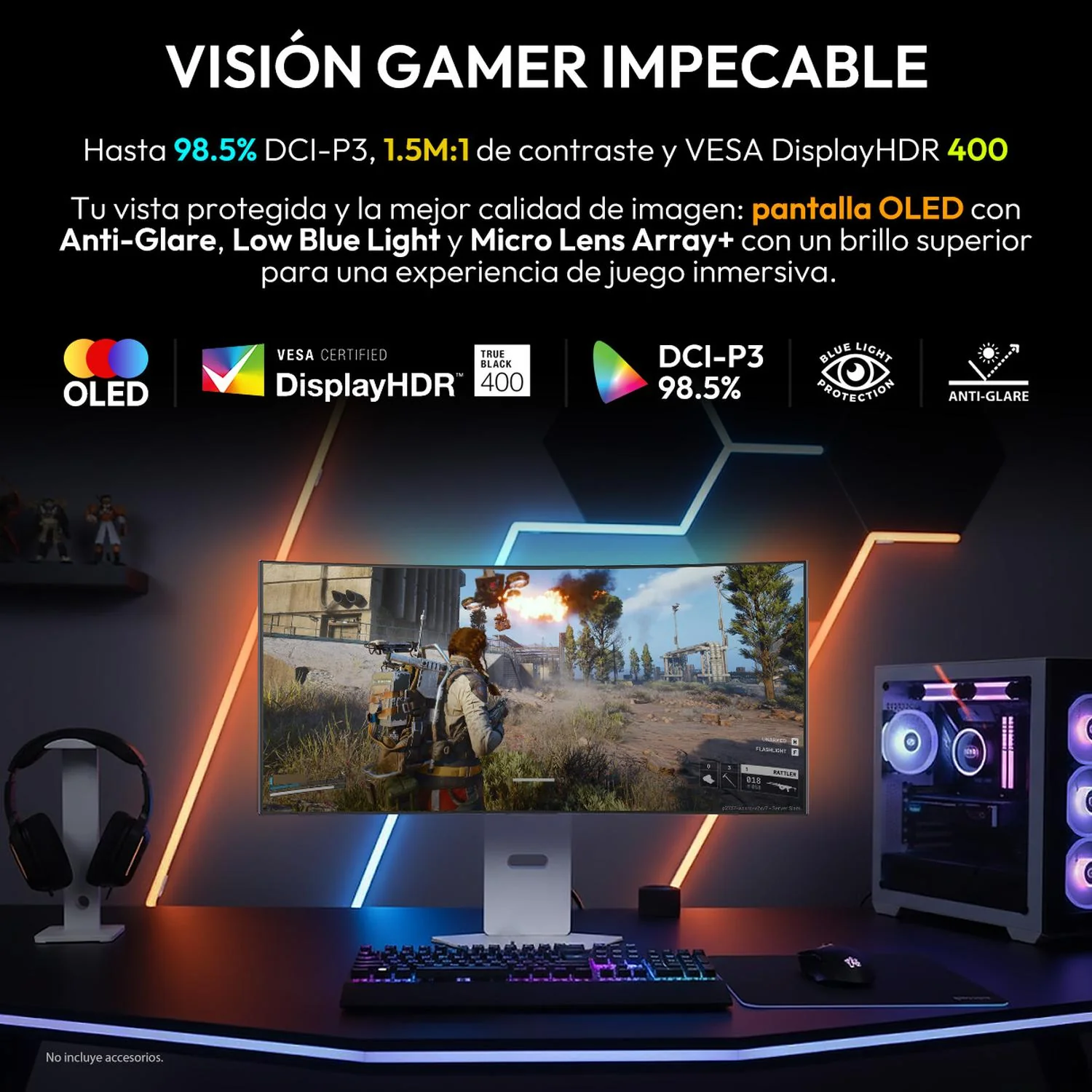 Monitor Gamer 34" LG UltraGear 3934GX90SA-W 0.03ms 240Hz Ultra Wide QHD OLED HDMI 2.1 DisplayPort 1.4 Altavoces Adaptive Sync Blanco - Image 5