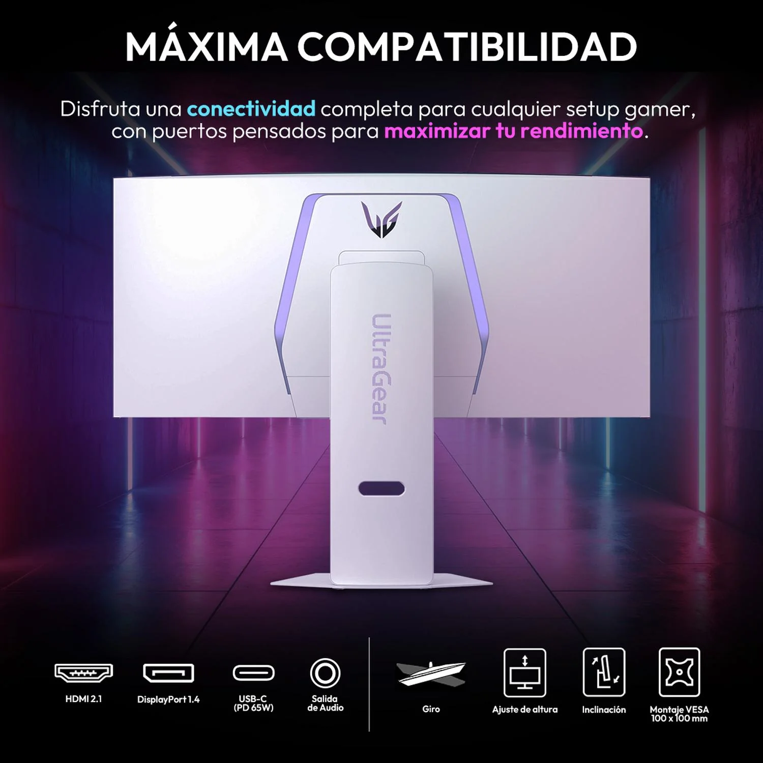 Monitor Gamer 34" LG UltraGear 3934GX90SA-W 0.03ms 240Hz Ultra Wide QHD OLED HDMI 2.1 DisplayPort 1.4 Altavoces Adaptive Sync Blanco - Image 6