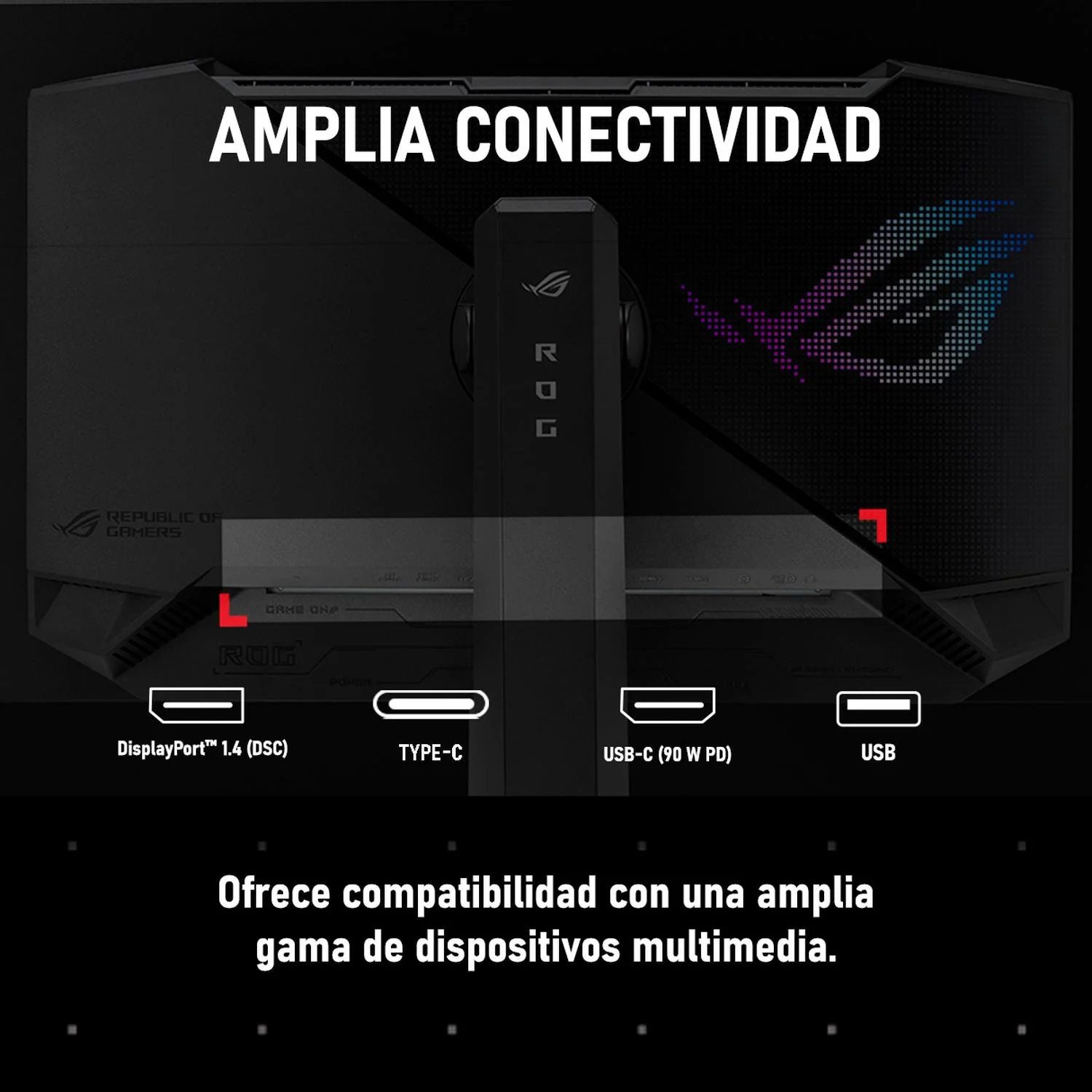Monitor Gamer ASUS 27 ROG STRIX OLED XG27ACDNG 0.03ms 360Hz QHD QD-OLED 90W HDMI DP USB-C G-SYNC - Image 3
