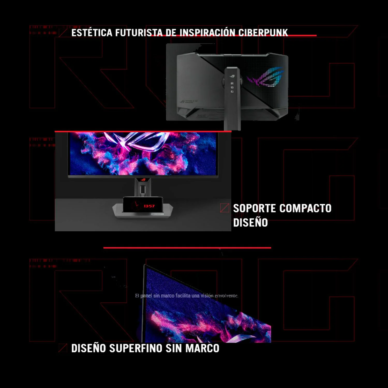 Monitor Gamer ASUS 27 ROG STRIX OLED XG27ACDNG 0.03ms 360Hz QHD QD-OLED 90W HDMI DP USB-C G-SYNC - Image 4