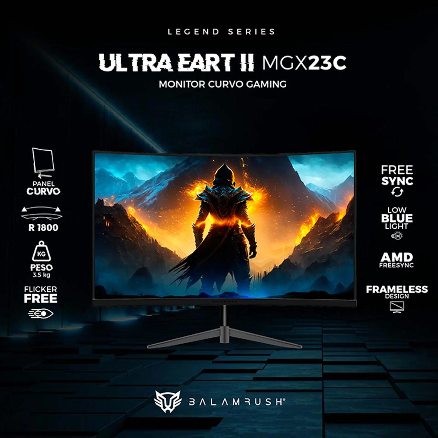 Monitor Gamer Curvo 23.8 BALAM RUSH ULTRA EARTH II MGX23C 1ms 165Hz FHD VA LED USB-C Negro BR-938327 - Image 3
