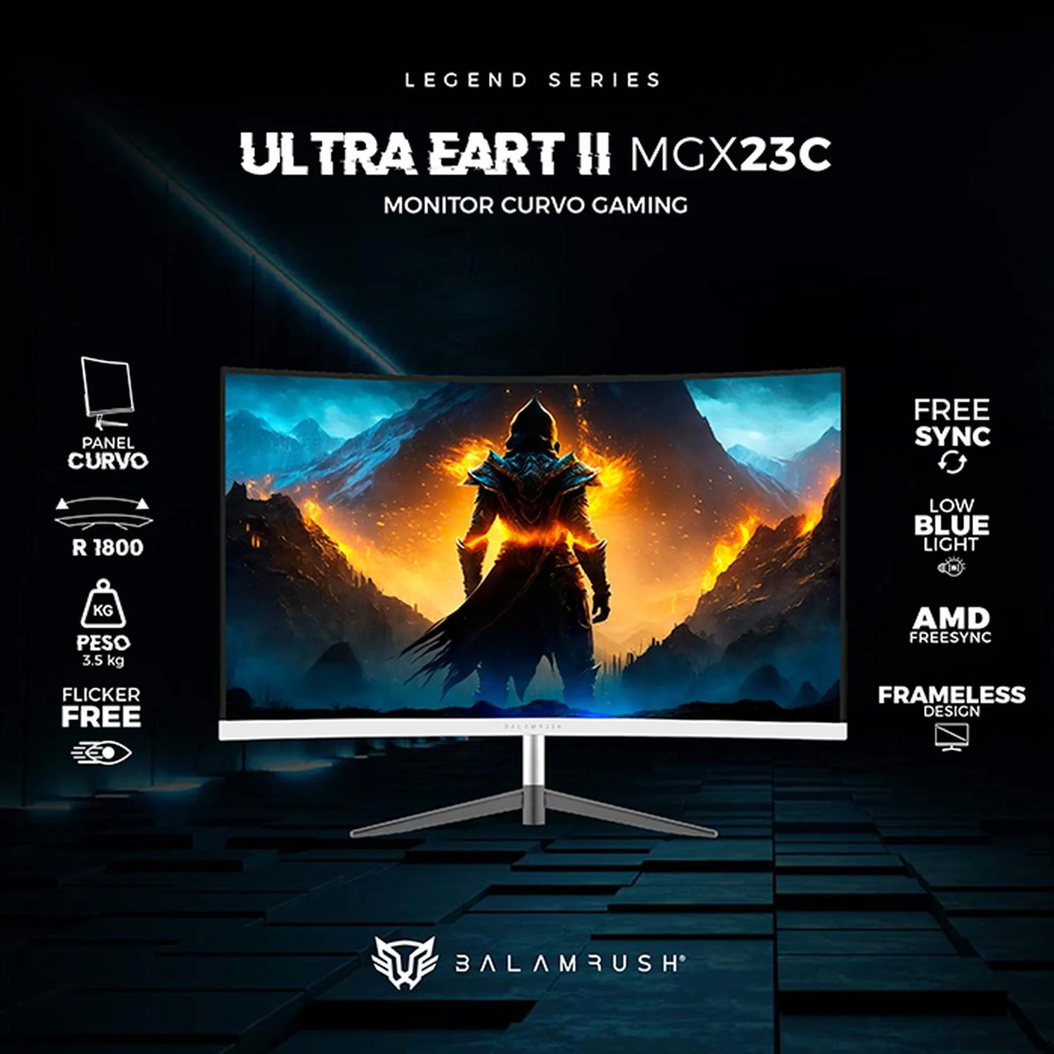 Monitor Gamer Curvo 23.8 BALAM RUSH ULTRA EARTH II MGX23C 1ms 165Hz FHD VA LED USB-C Blanco BR-938334 - Image 3