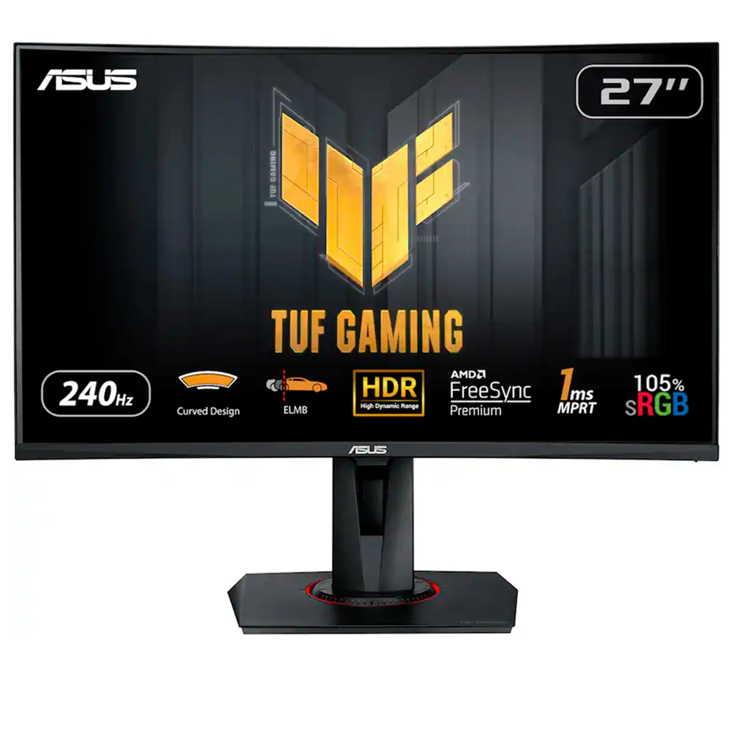 Monitor Gamer Curvo 27 ASUS TUF Gaming VG27VQMY 1ms 240Hz Full HD VA HDMI DP USB Adaptive-sync Altavoz Actualización rapida para Gaming profecional