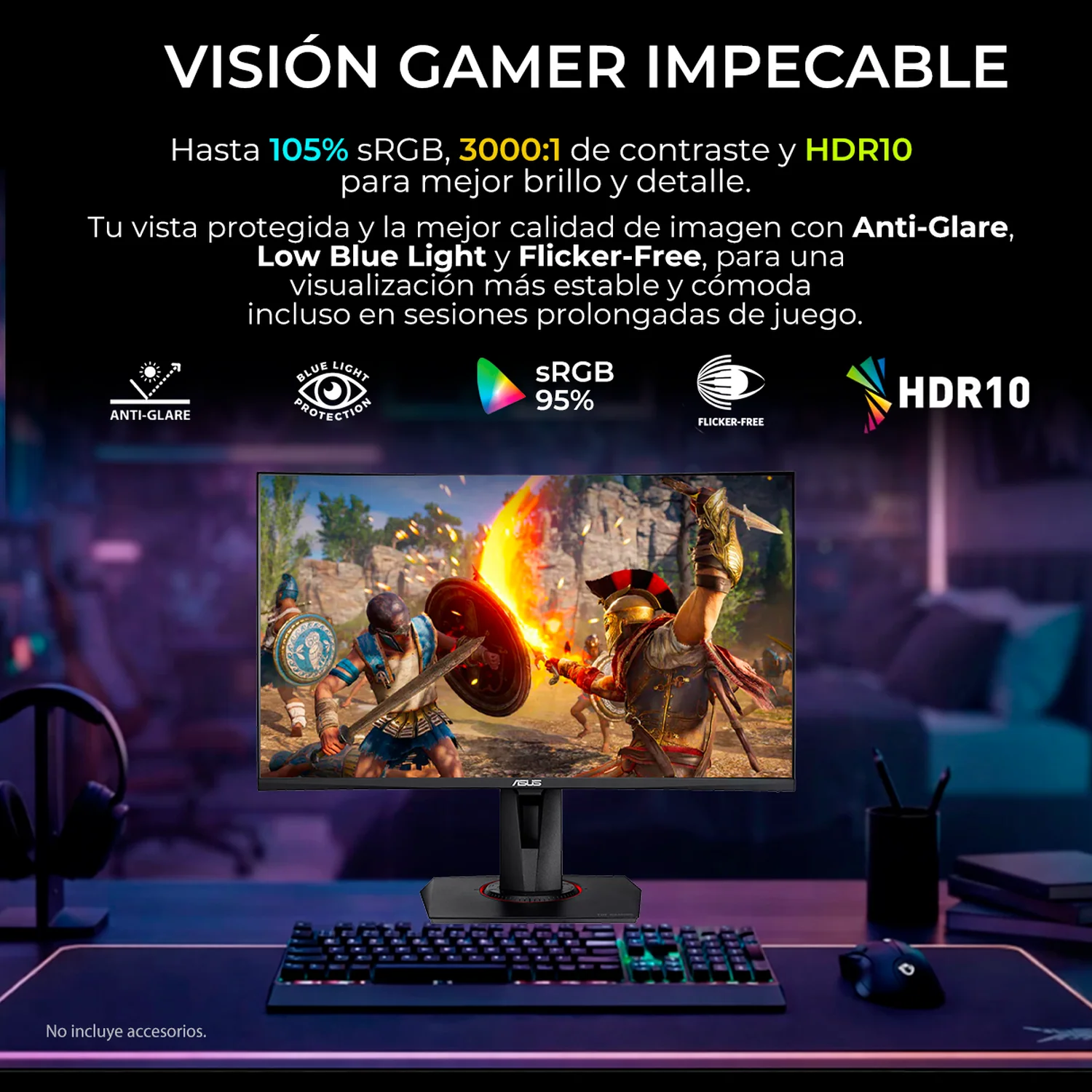 Monitor Gamer Curvo 27 ASUS TUF Gaming VG27VQMY 1ms 240Hz Full HD VA HDMI DP USB Adaptive-sync Altavoz Actualización rapida para Gaming profecional - Image 5