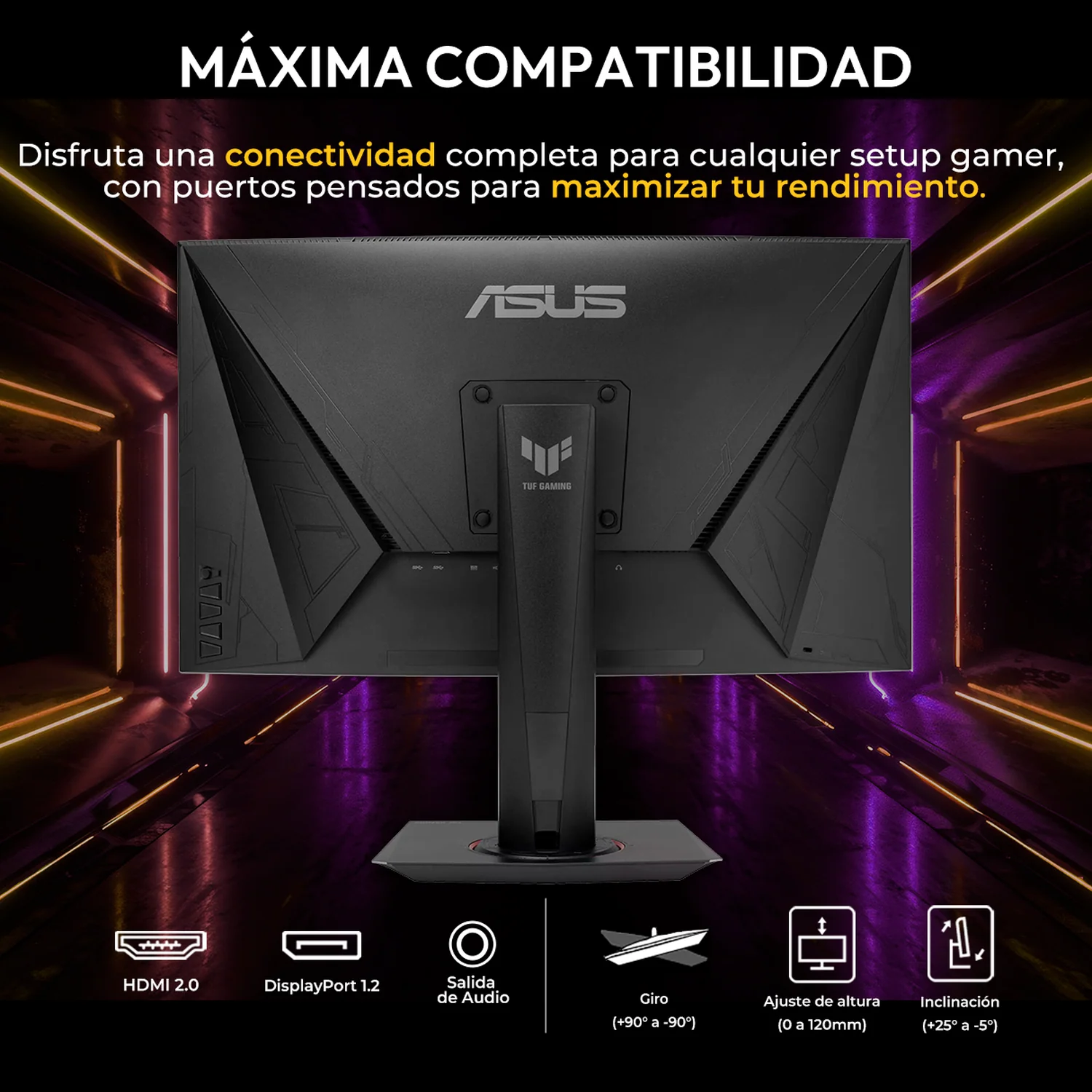 Monitor Gamer Curvo 27 ASUS TUF Gaming VG27VQMY 1ms 240Hz Full HD VA HDMI DP USB Adaptive-sync Altavoz Actualización rapida para Gaming profecional - Image 6