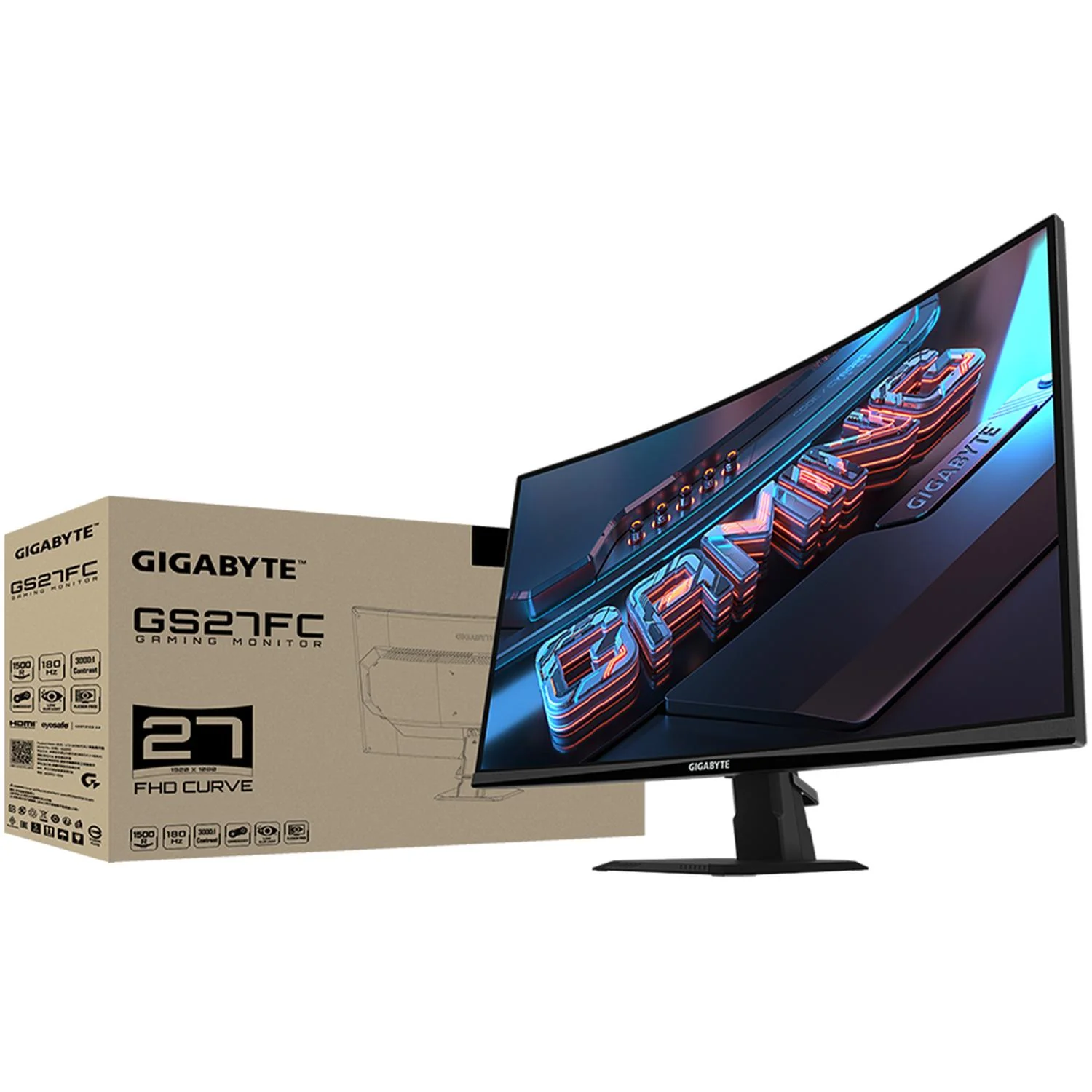 Monitor Gamer Curvo 27 GIGABYTE GS27FC US 1ms 180Hz Full HD VA HDMI DP FreeSync - Image 6