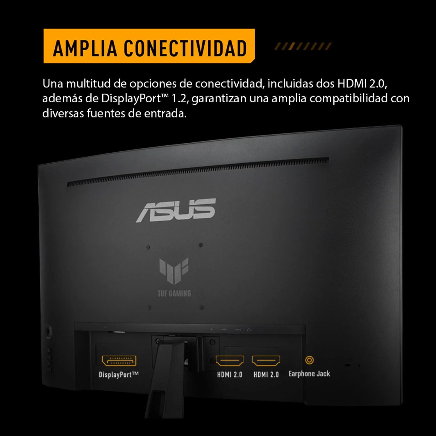 Monitor Gamer Curvo 31.5 ASUS TUF Gaming VG32VQM5B 0.5ms 250Hz Full HD Fast VA HDMI DP FreeSync Premium Altavoz - Image 2
