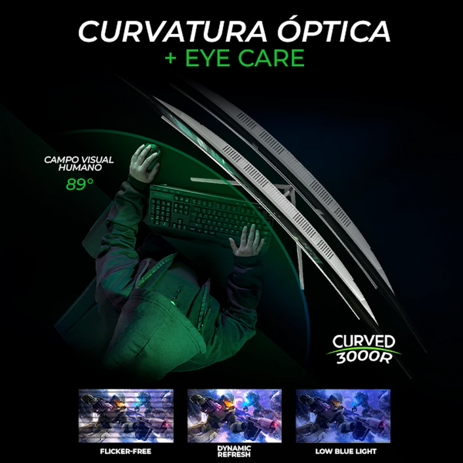 Monitor Gamer Curvo 31.5" DXT GAMING Sight 1ms 180Hz FHD VA DP HDMI USB Adaptive-Sync Blanco MDXT315CWT - Image 2