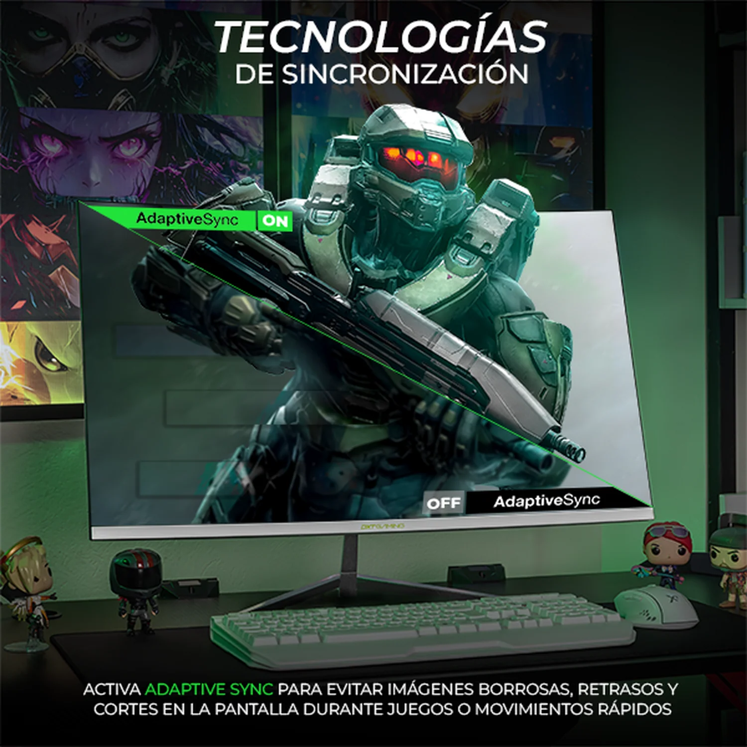 Monitor Gamer Curvo 31.5" DXT GAMING Sight 1ms 180Hz FHD VA DP HDMI USB Adaptive-Sync Blanco MDXT315CWT - Image 4