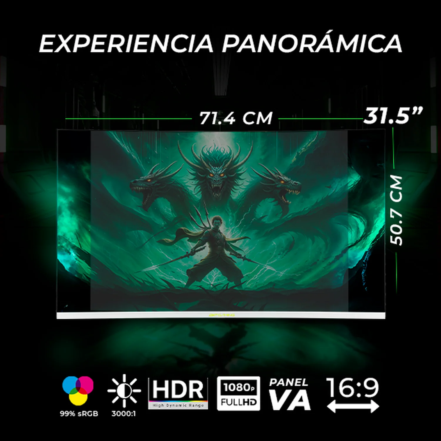 Monitor Gamer Curvo 31.5" DXT GAMING Sight 1ms 180Hz FHD VA DP HDMI USB Adaptive-Sync Blanco MDXT315CWT - Image 5