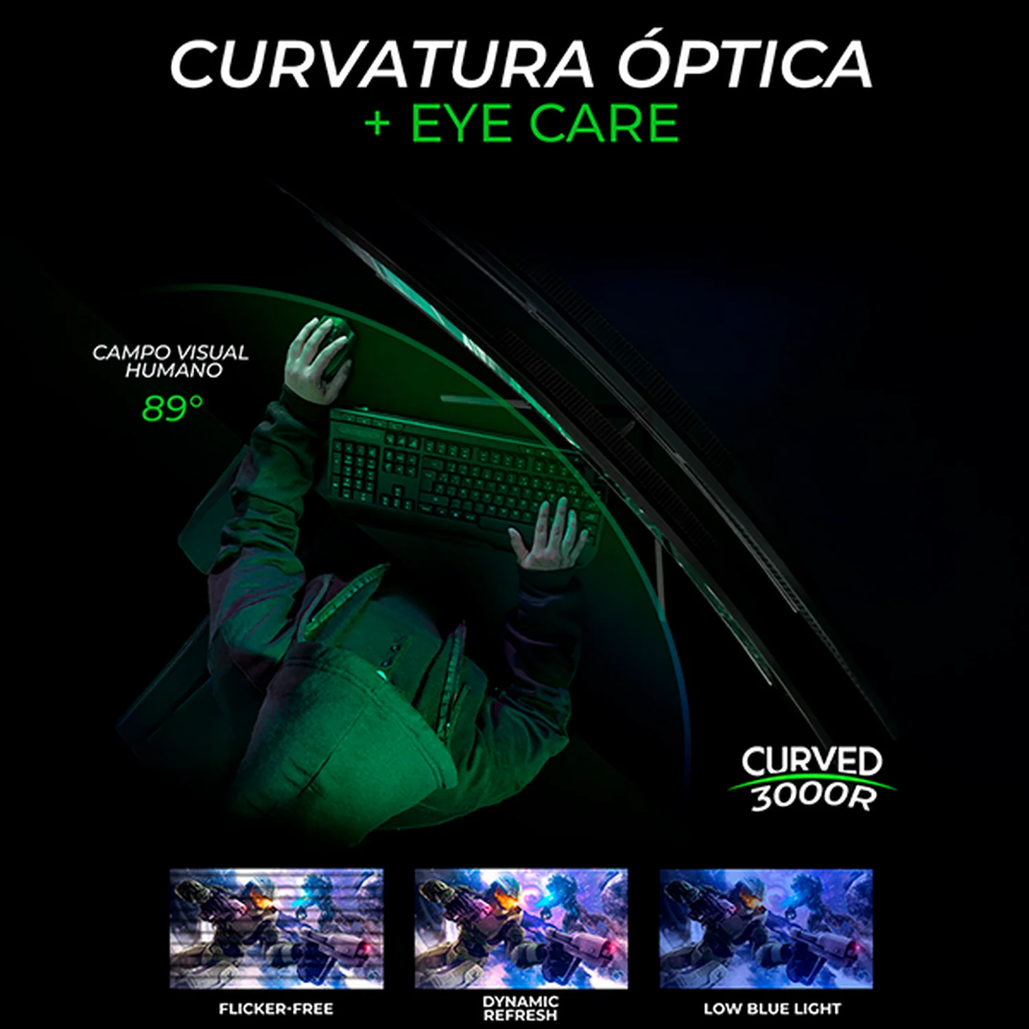 Monitor Gamer Curvo 31.5" DXT GAMING Sight 1ms 180Hz FHD VA DP HDMI USB Adaptive-Sync Negro MDXT315CBK - Image 2