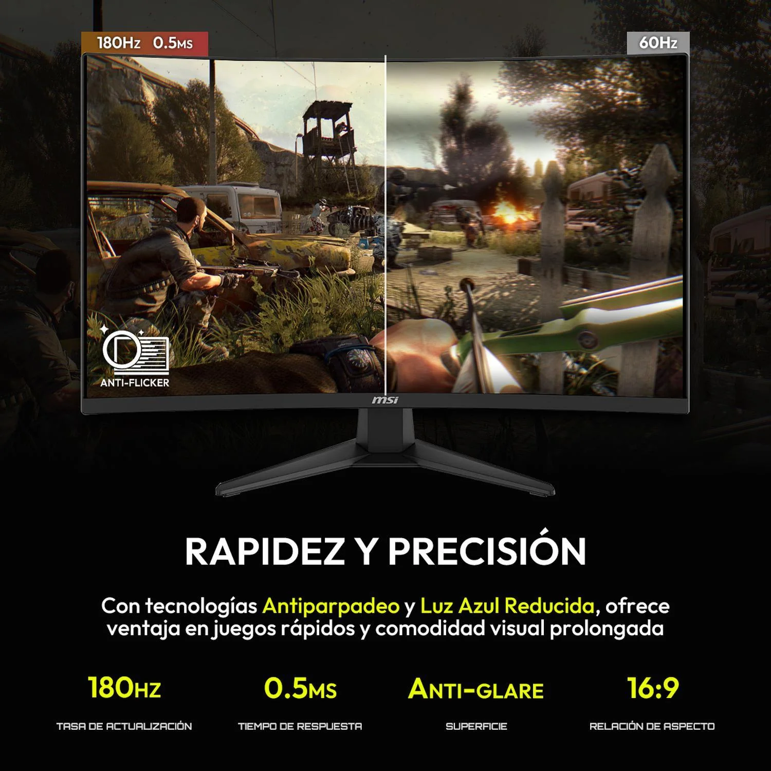 Monitor Gamer Curvo 32" MSI MAG 321CQF E18 Rapid VA WQHD 2560x1440 180Hz 0.5ms HDMI 2.0b DP 1.4a Adaptative-Sync Open Box Gaming Competitivo y Fluidez Extrema - Image 3