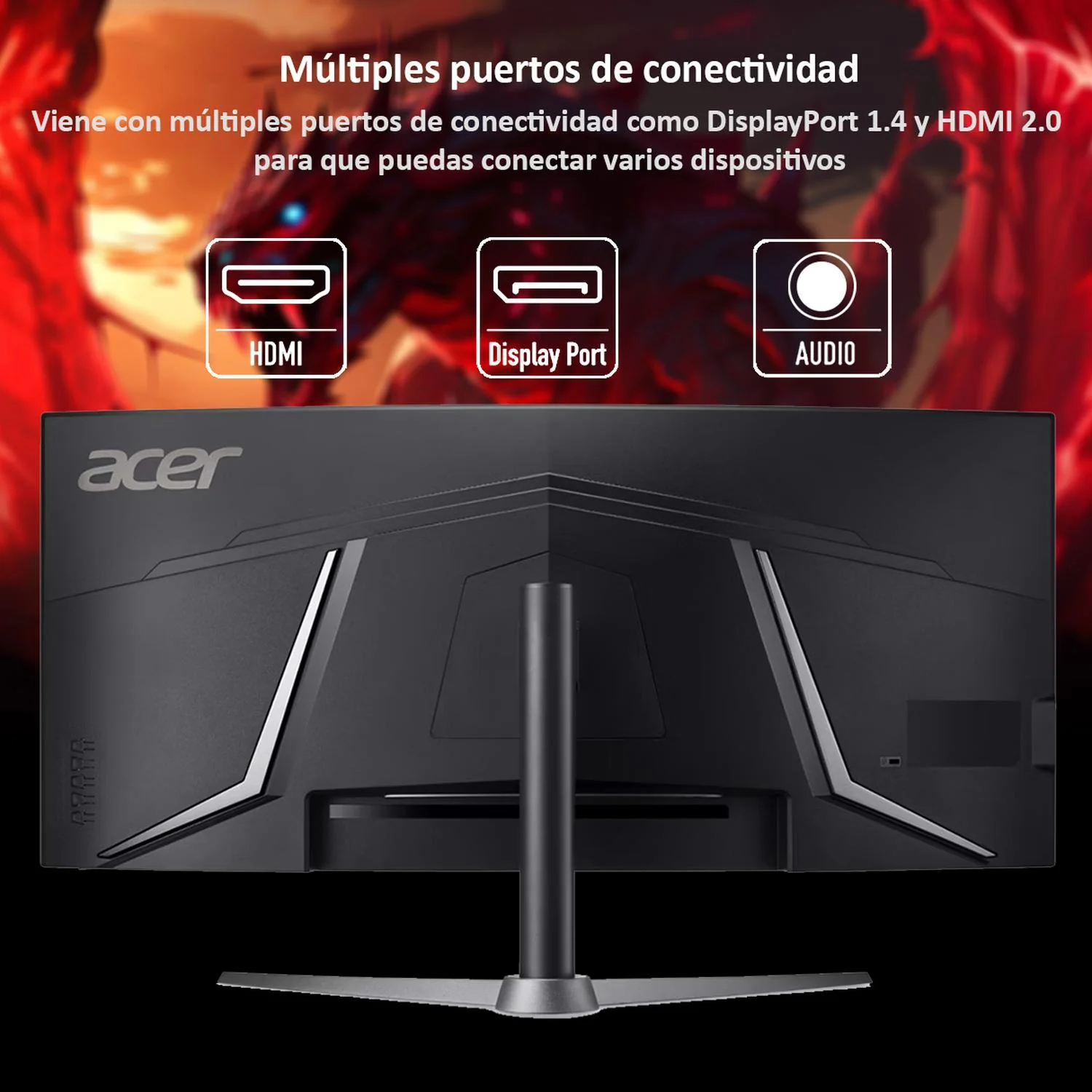 Monitor Gamer Curvo 34 ACER NITRO 1ms 180Hz UltraWide Quad HD VA LED Altavoces FreeSync HDMI Negro ED340CU - Image 5