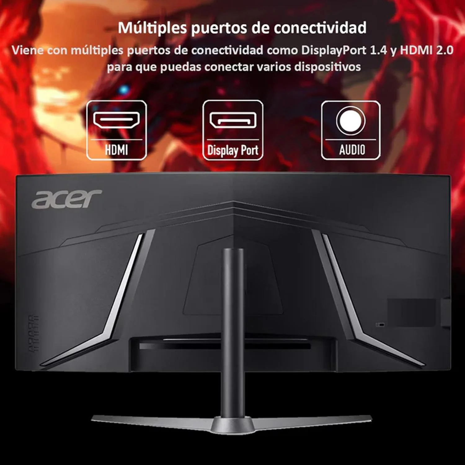 Monitor Gamer Curvo 34 ACER NITRO 1ms 180Hz UltraWide Quad HD VA LED Altavoces HDMI Negro ED340CU-RF Reacondicionado - Image 4