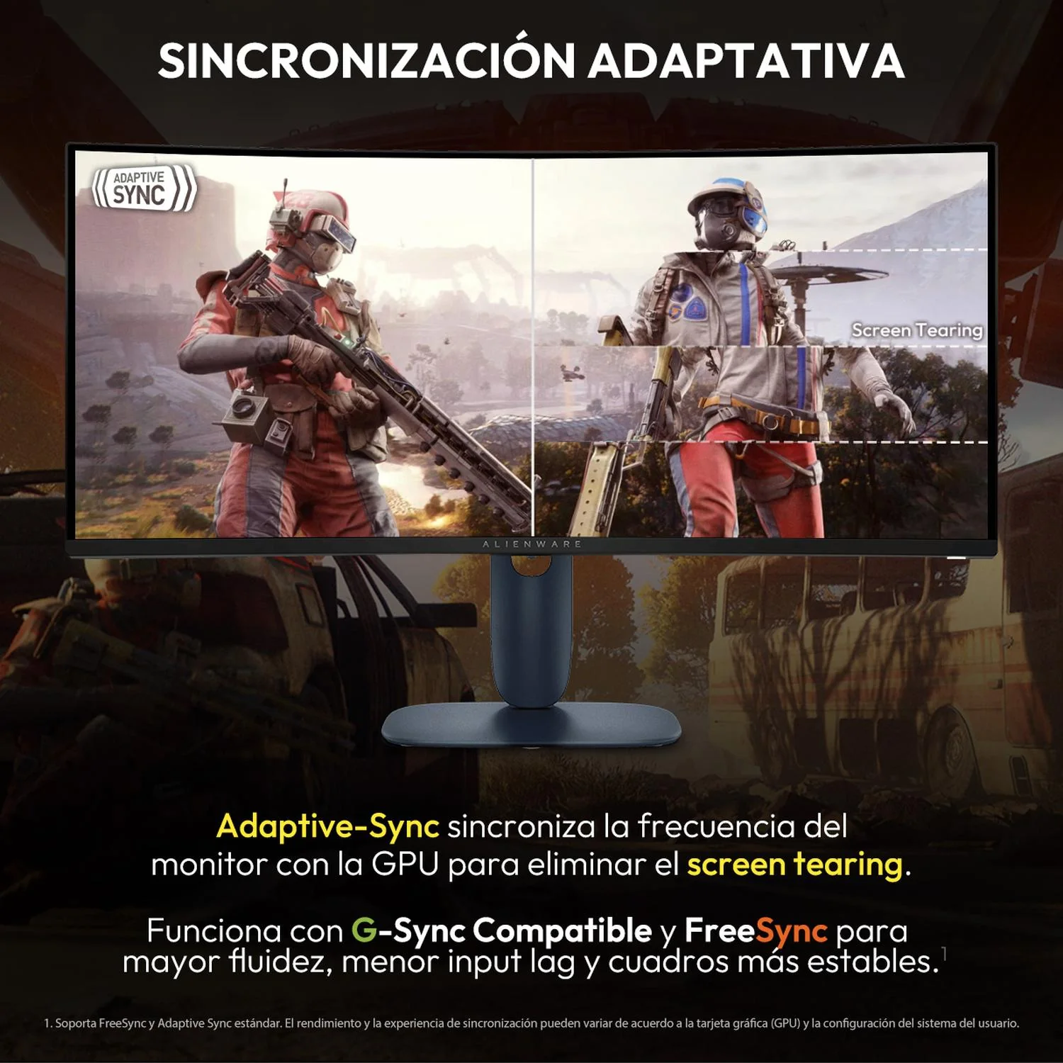 Monitor Gamer Curvo ALIENWARE 34" WQHD 3440 x 1440 180Hz 1ms Panel VA Adaptive-Sync HDMI DP Soporte Ajustable AW3425DWM Maxima Fluidez y Reaccion - Image 3