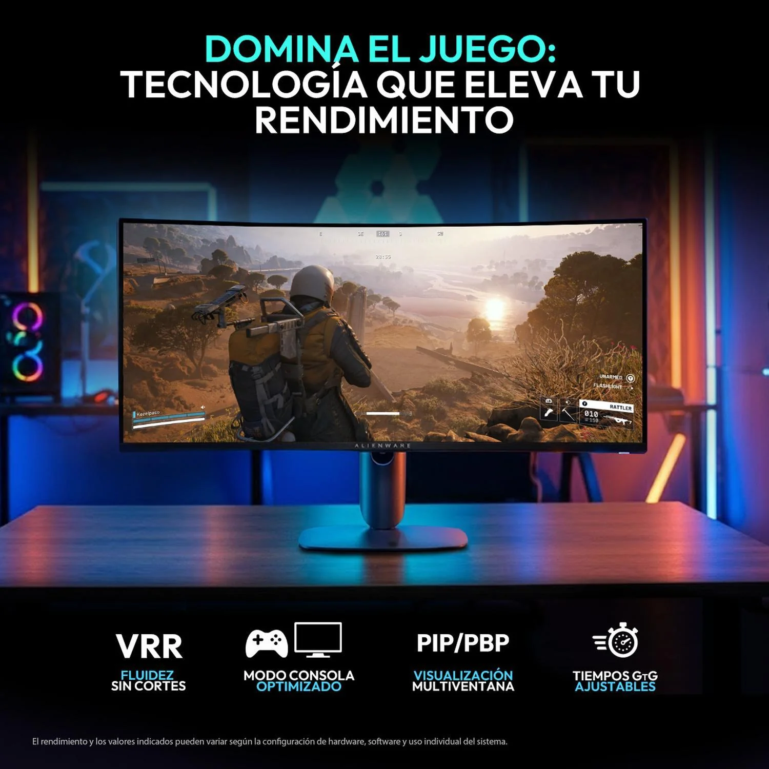 Monitor Gamer Curvo 34" ALIENWARE AW3425DWM VA WQHD 3440x1440 180Hz 1ms HDMI DP 1.4 Adaptive-Sync Open Box Graficos Fluidos para juegos Ultrapanoramicos - Image 4