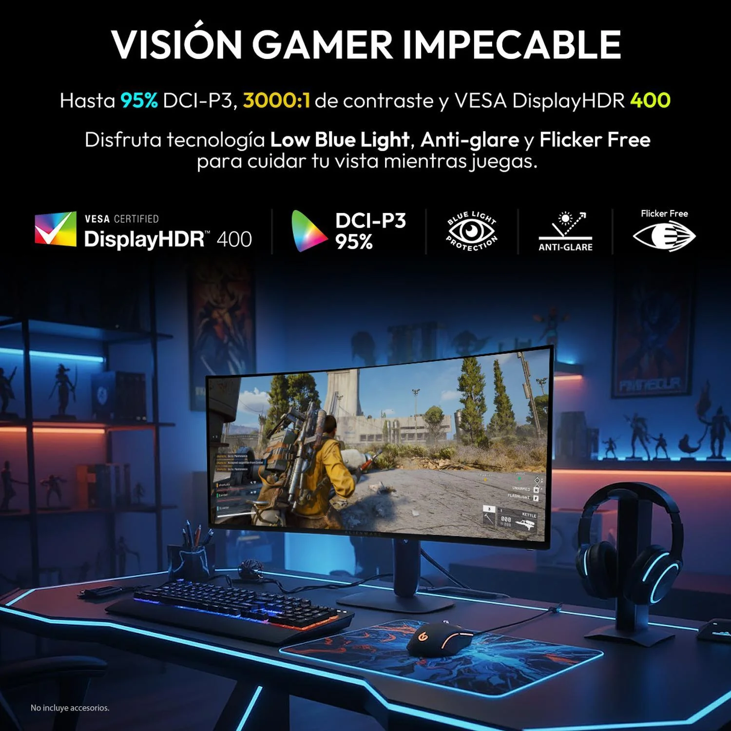 Monitor Gamer Curvo 34" ALIENWARE AW3425DWM VA WQHD 3440x1440 180Hz 1ms HDMI DP 1.4 Adaptive-Sync Open Box Graficos Fluidos para juegos Ultrapanoramicos - Image 5